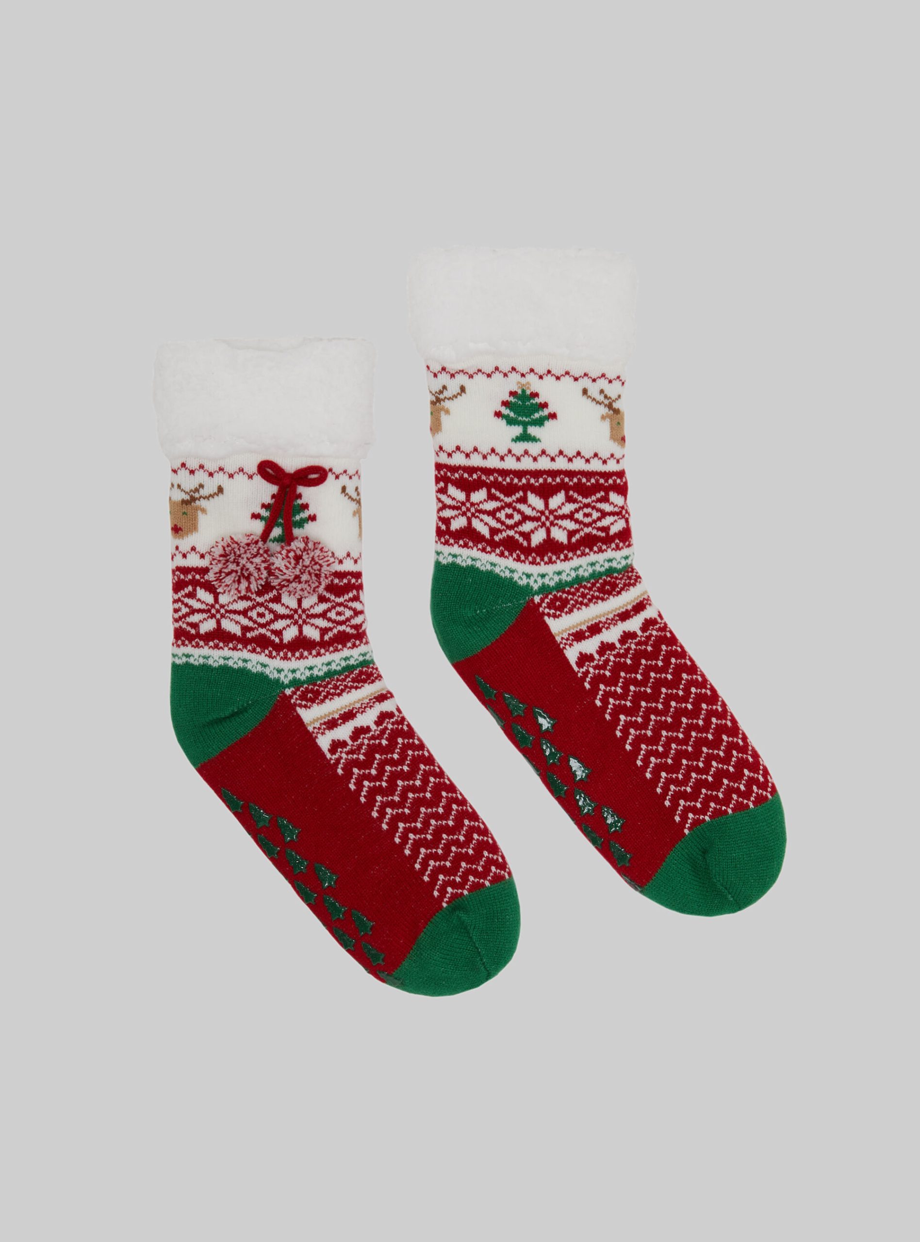 Alcott Anti-Slip Socks With Teddy Inside Schuhe Design Frauen Rd2 Red Medium – 2