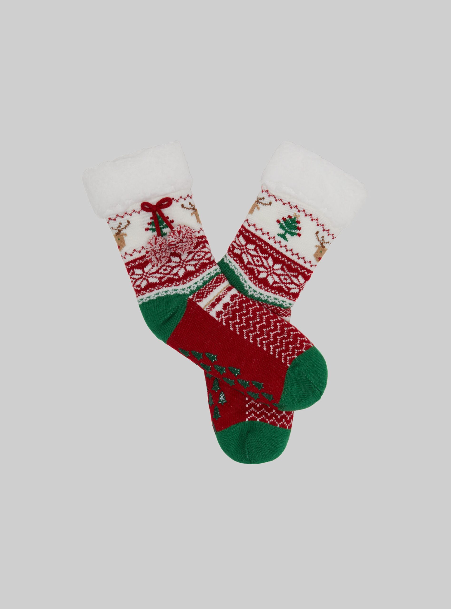 Alcott Anti-Slip Socks With Teddy Inside Schuhe Design Frauen Rd2 Red Medium – 1