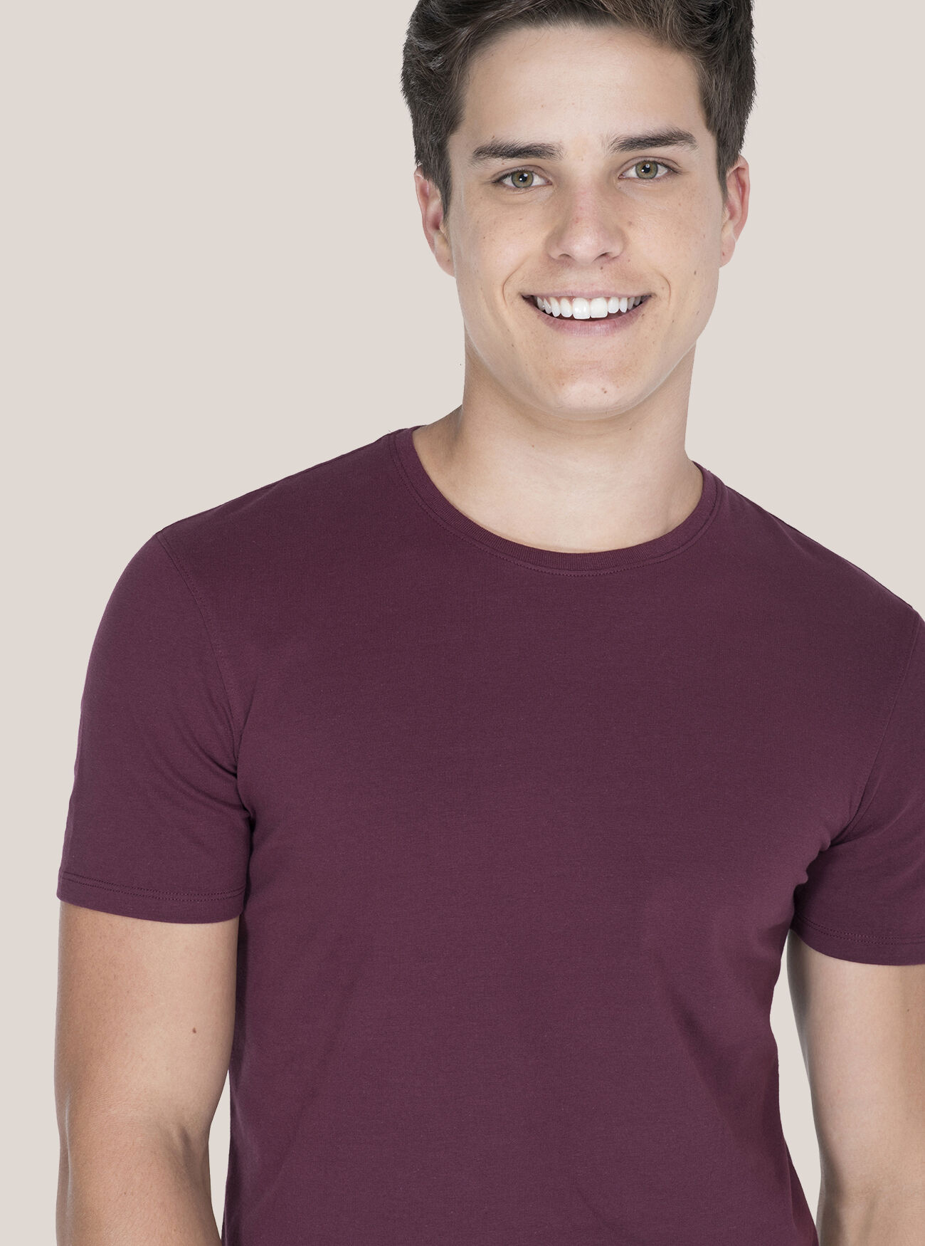 Alcott C3319 Bordeaux T-Shirts Einfarbiges Basic-T-Shirt Mit Rundhalsausschnitt Männer Exklusiv – 2
