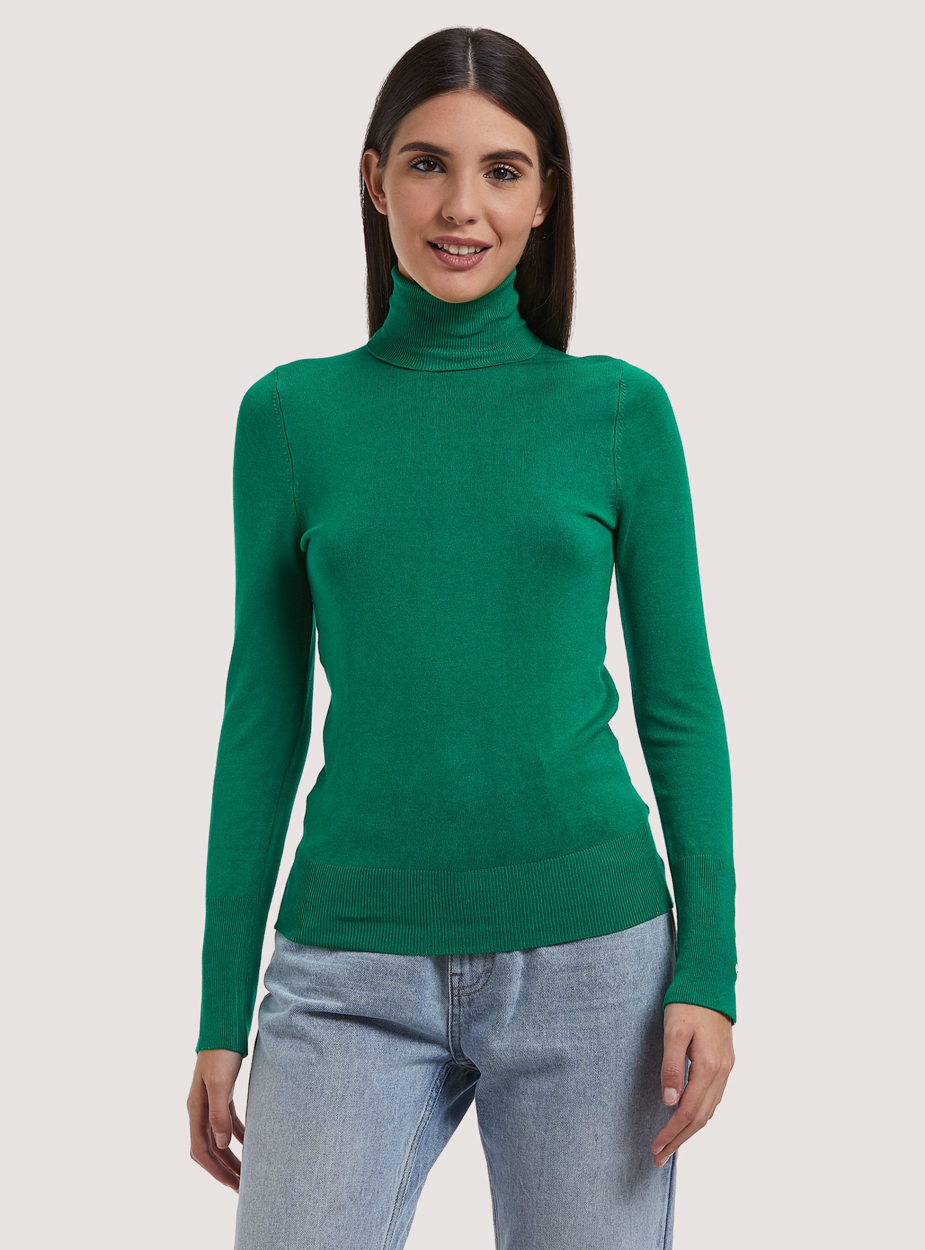 Alcott Gn2 Green Medium Strickwaren Pullover A Collo Alto Con Bottoni Sulla Manica Kampagne Frauen – 1