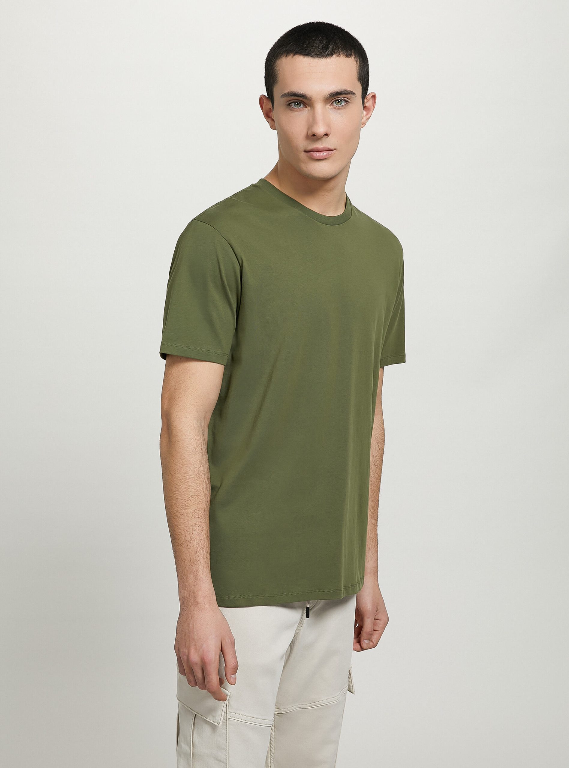 Alcott Männer Cotton Crew-Neck T-Shirt T-Shirts Ky2 Kaky Medium Verarbeitung – 2