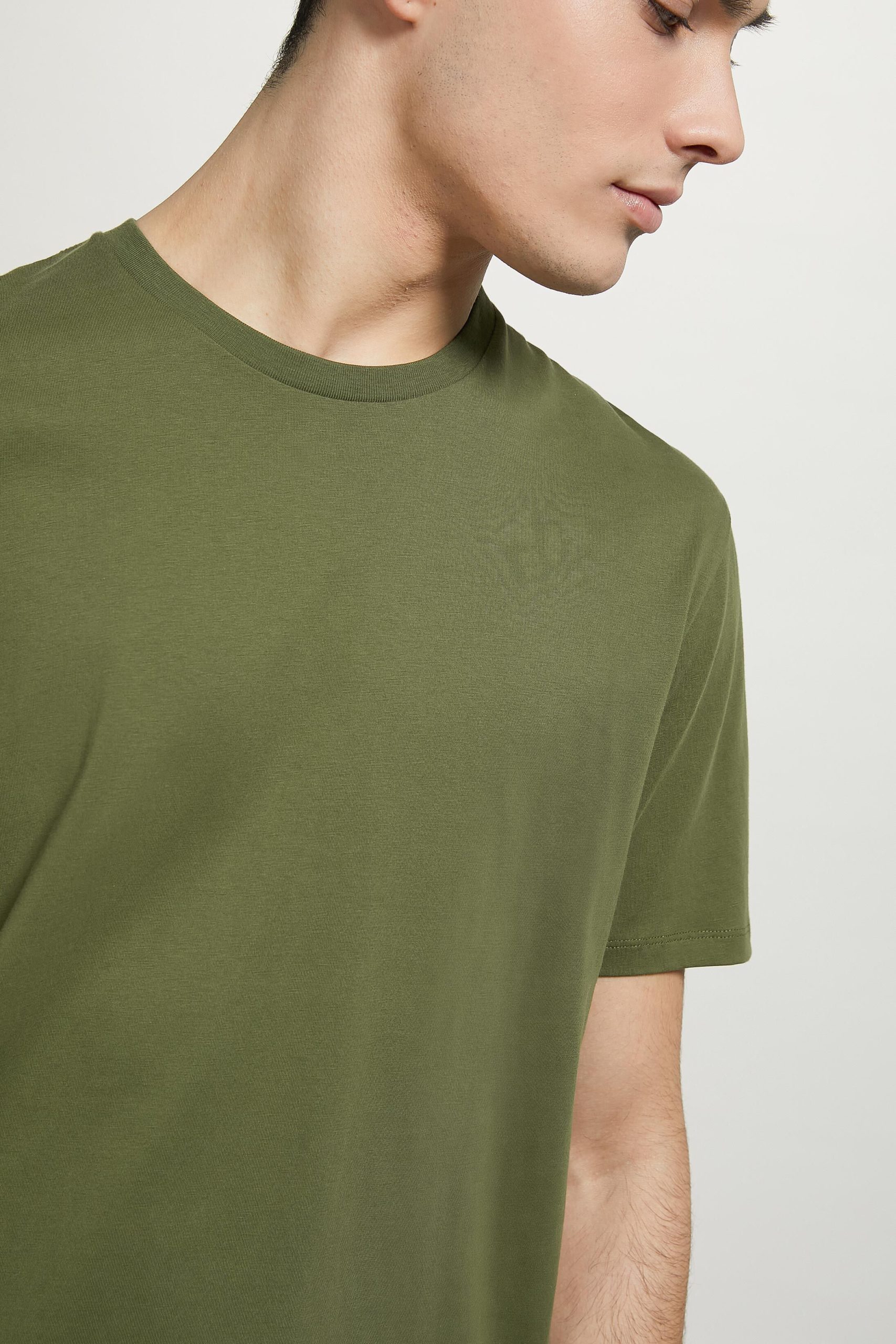 Alcott Männer Cotton Crew-Neck T-Shirt T-Shirts Ky2 Kaky Medium Verarbeitung – 1