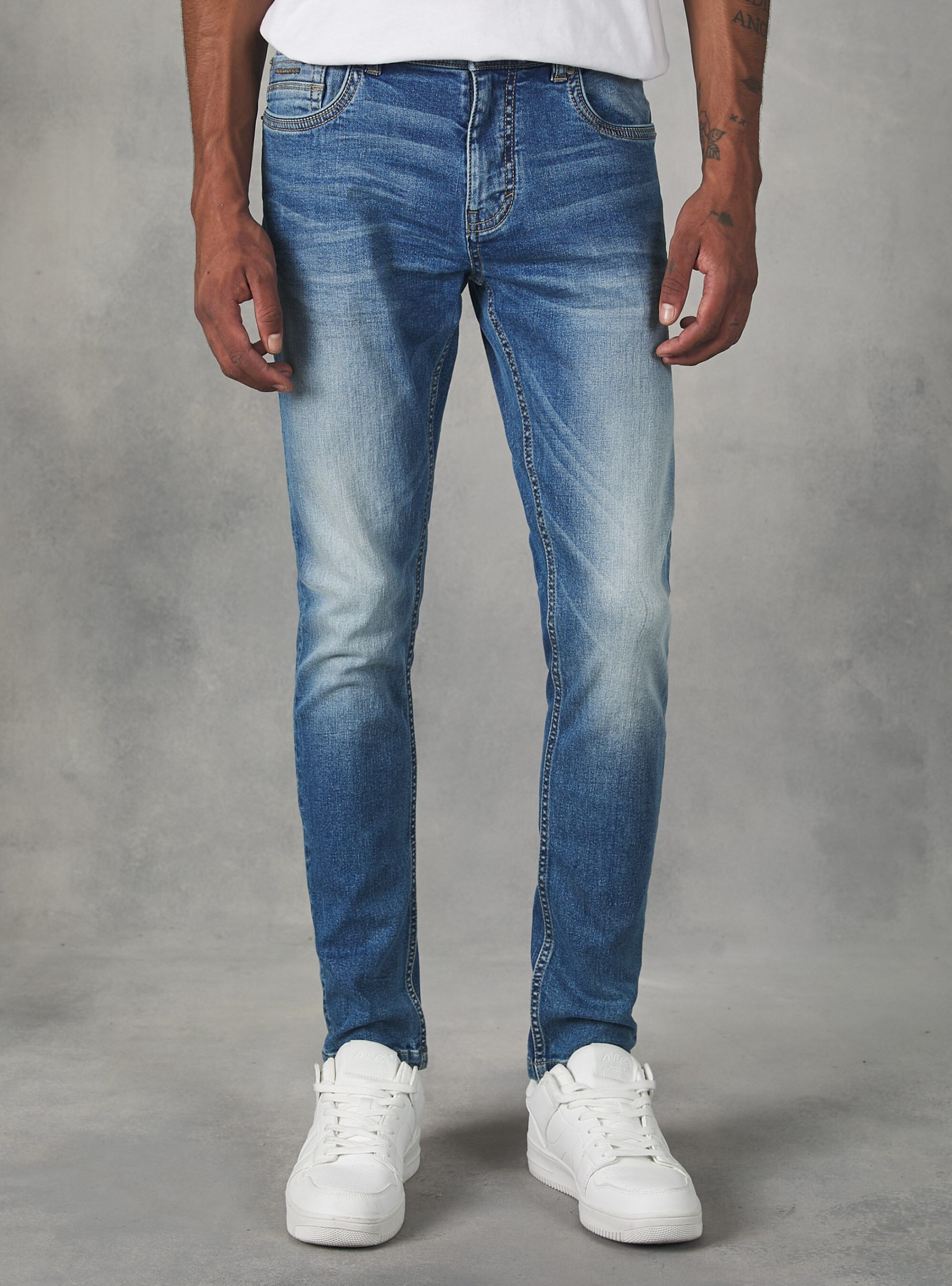 Alcott Männer Super Skinny Jeans In Stretch Denim D003 Medium Blue Jeans Umweltfreundlich – 2