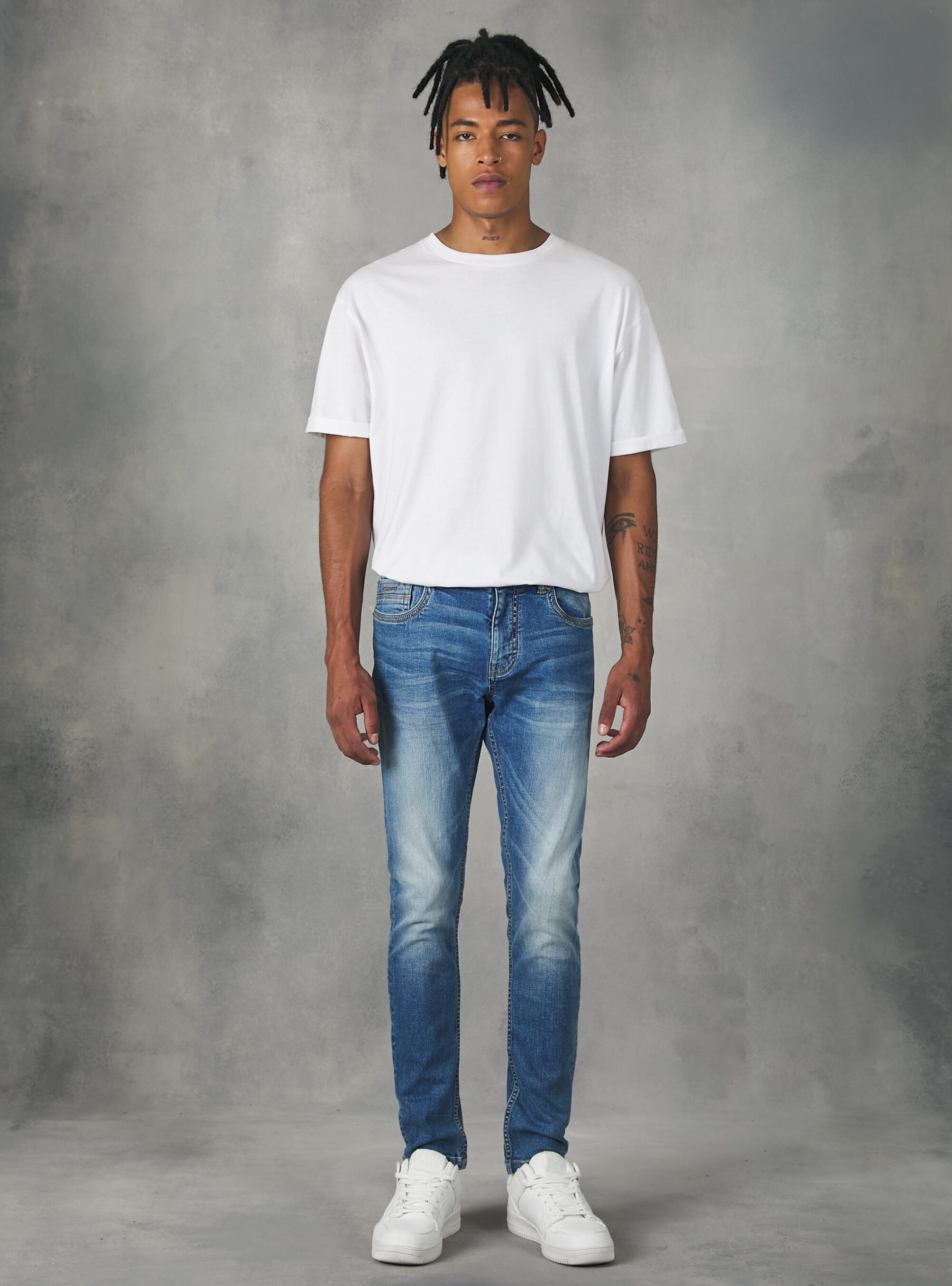 Alcott Männer Super Skinny Jeans In Stretch Denim D003 Medium Blue Jeans Umweltfreundlich – 1