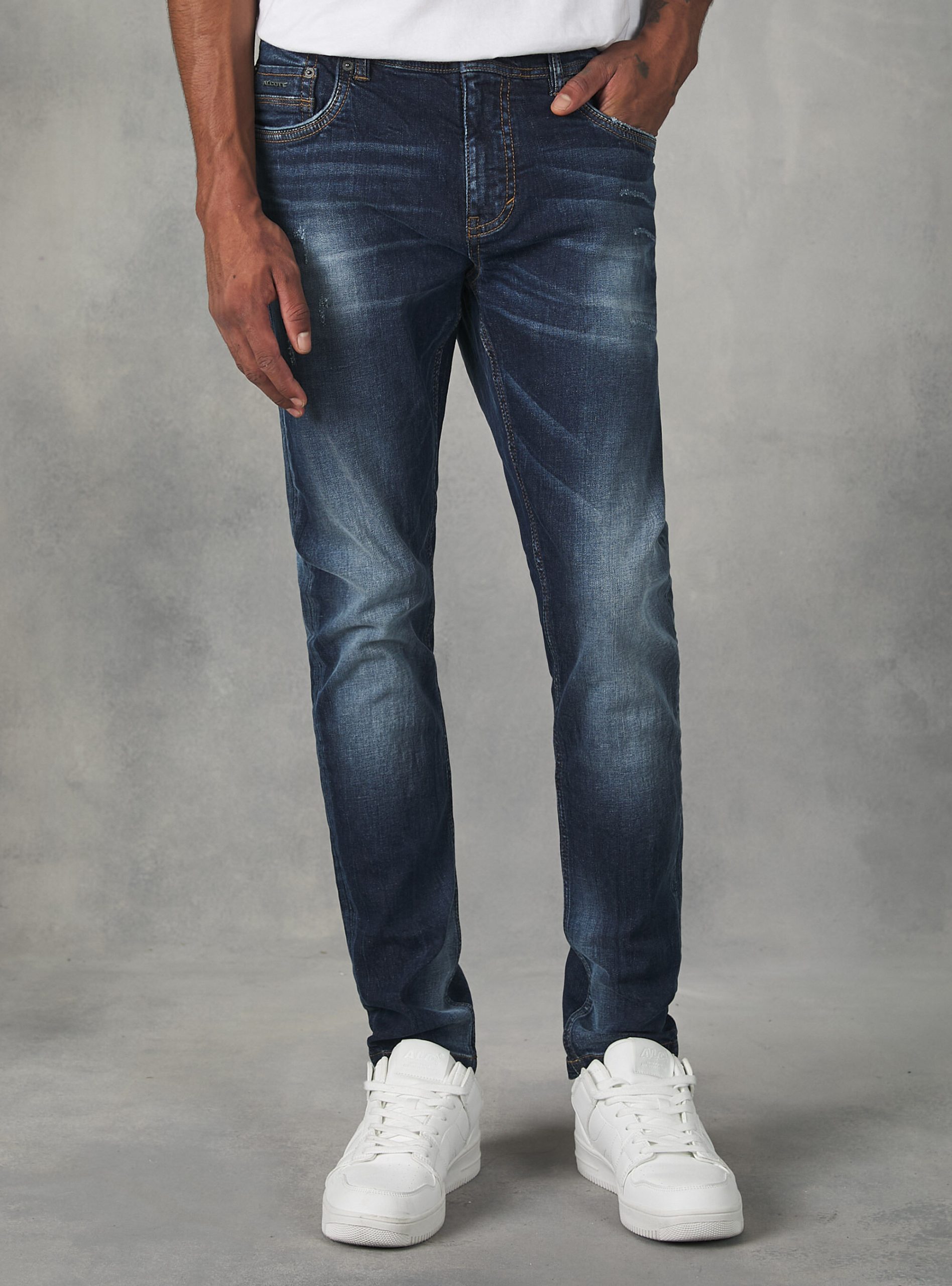 Alcott Männer Super Skinny Jeans In Stretch Denim Jeans Preisstrategie D001 Deep Blue – 2