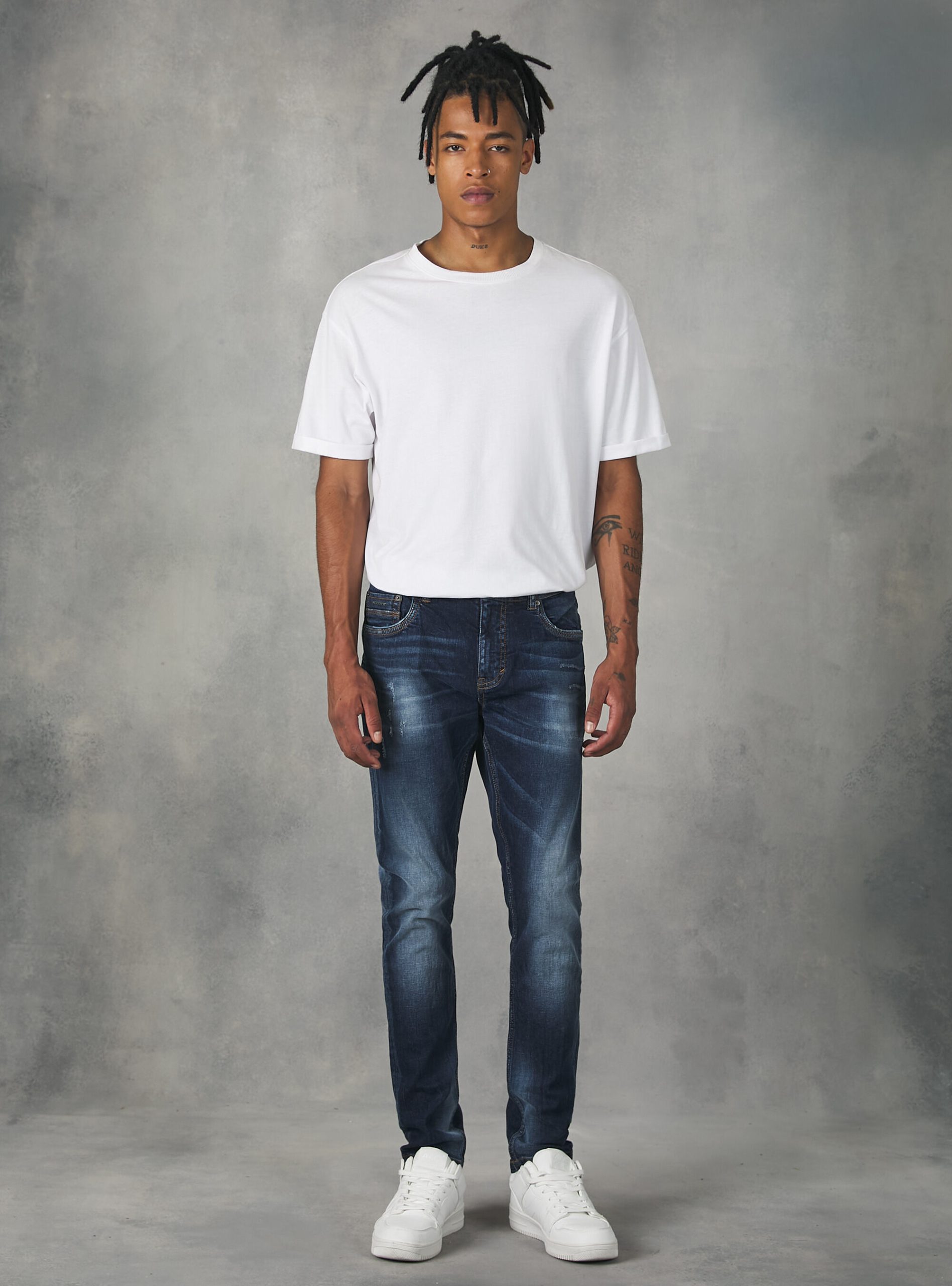 Alcott Männer Super Skinny Jeans In Stretch Denim Jeans Preisstrategie D001 Deep Blue – 1