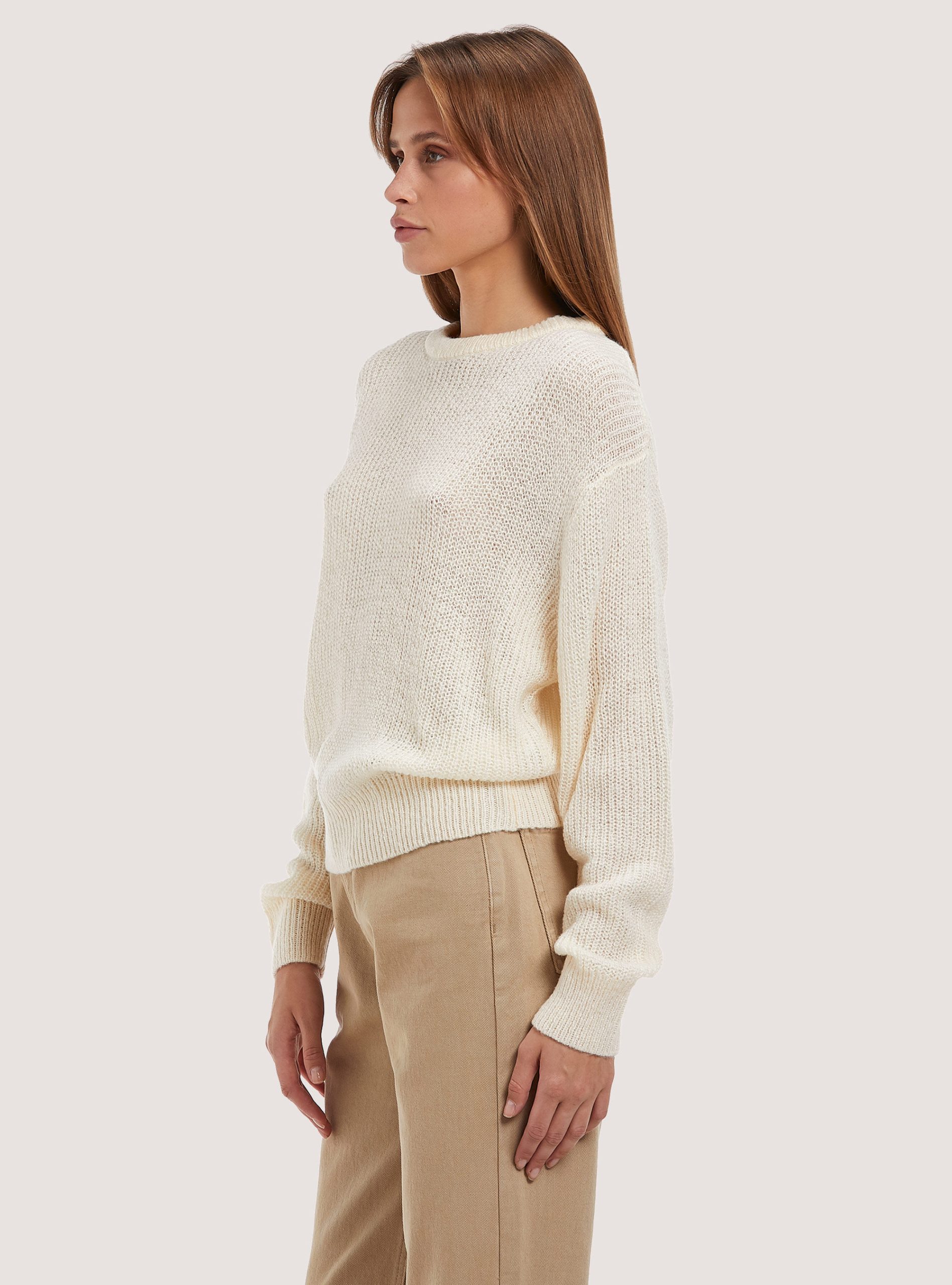 Alcott Material Strickwaren Mwh1 White Mel Dark Comfort Fit English Stitch Pullover Frauen – 2