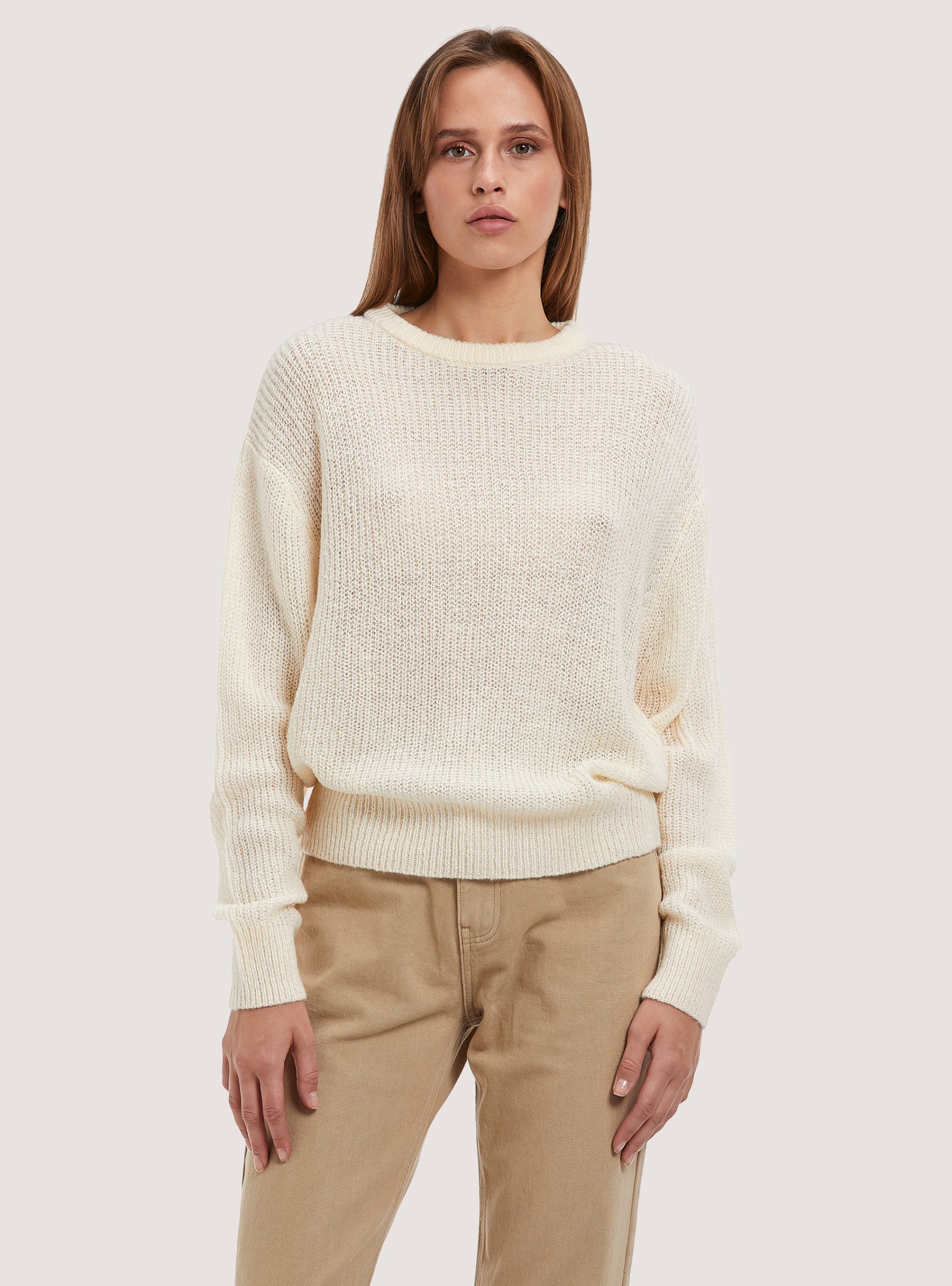 Alcott Material Strickwaren Mwh1 White Mel Dark Comfort Fit English Stitch Pullover Frauen – 1