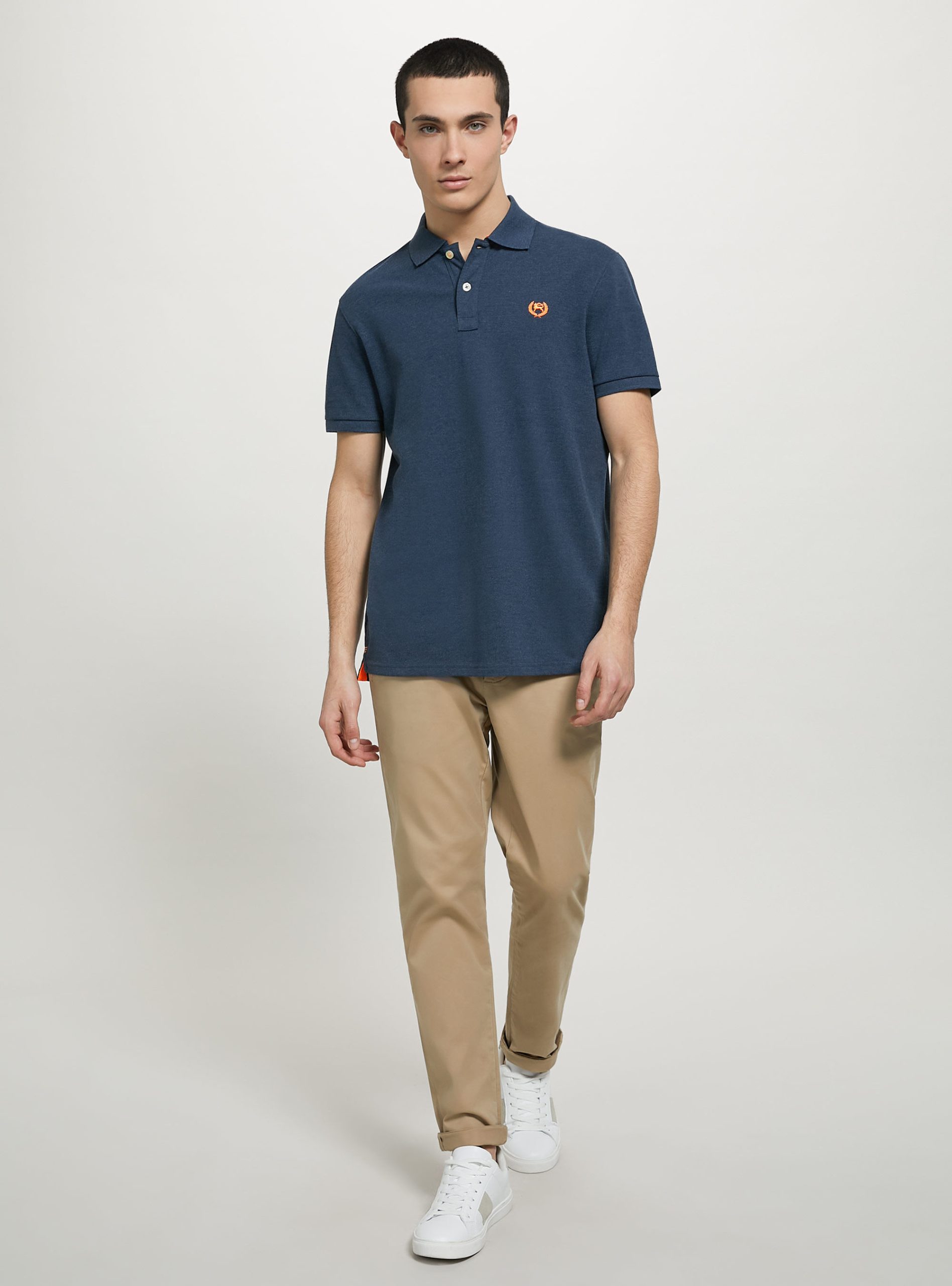 Alcott Neues Produkt Cotton Piqué Polo Shirt With Embroidery Männer Mbl2 Blue Mel Med Polo – 2