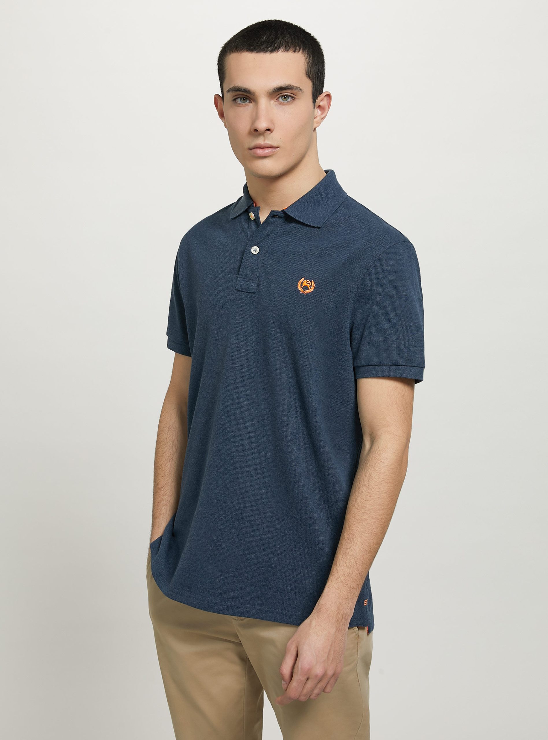 Alcott Neues Produkt Cotton Piqué Polo Shirt With Embroidery Männer Mbl2 Blue Mel Med Polo – 1