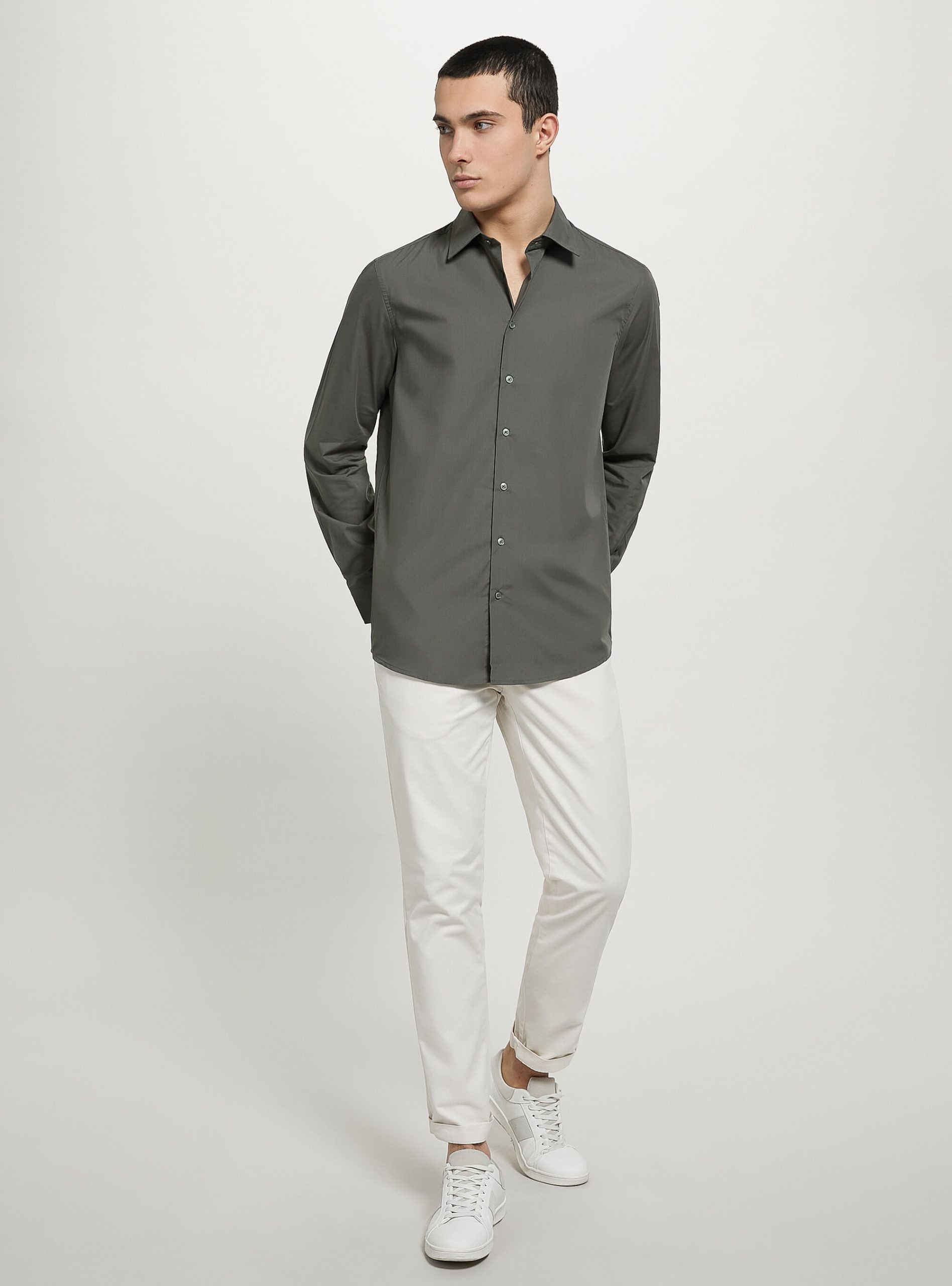Alcott Rabattkarte Plain-Coloured Long-Sleeved Shirt Hemden Ky1 Kaky Dark Männer – 2