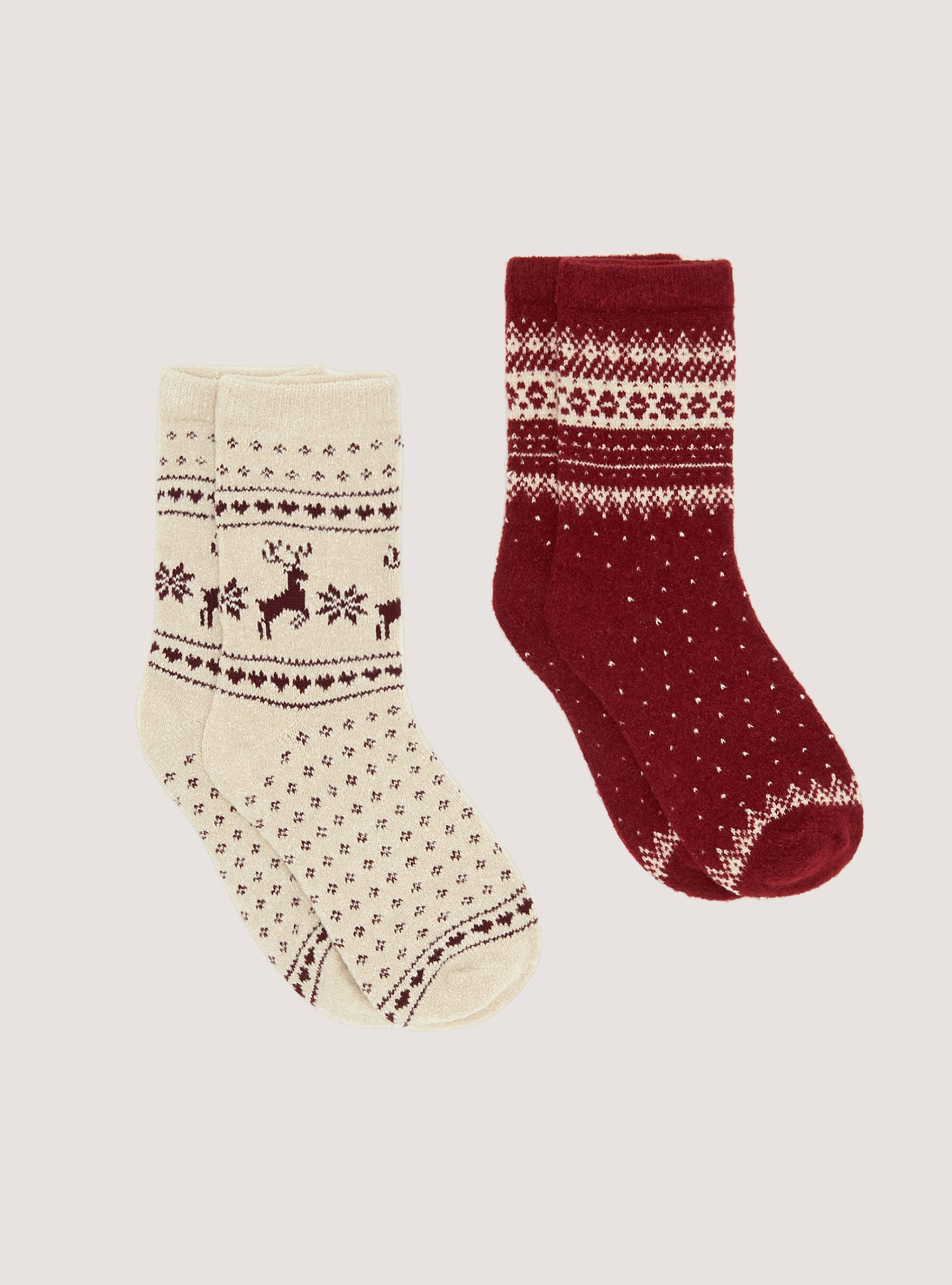 Alcott Red/White B009 Socken Geschäft Frauen Set 2 Calzini Christmas Collection All Over – 1