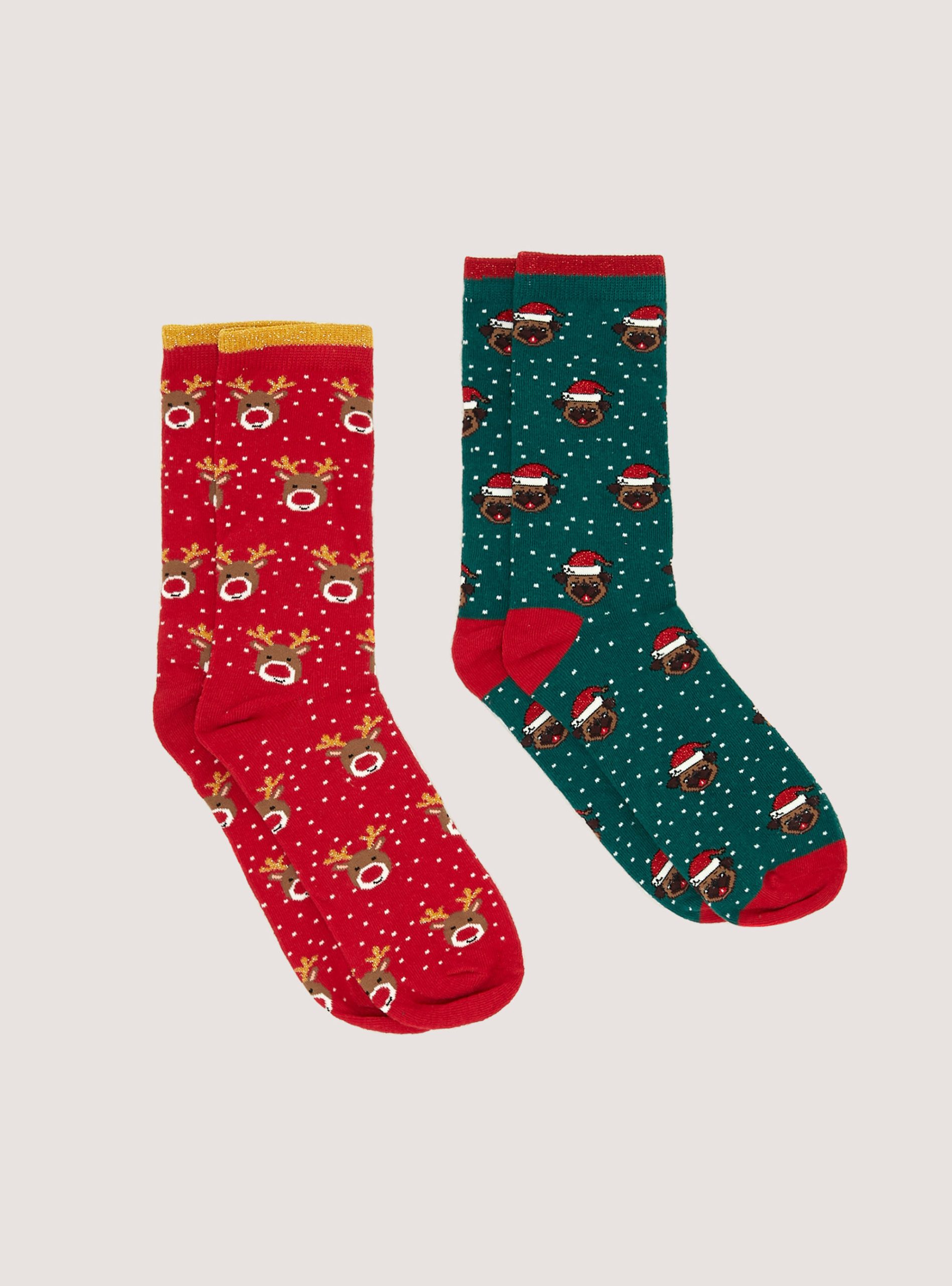 Alcott Socken Frauen Rein Reindeer Effizienz Set Of 2 Pairs Of Christmas Socks – 1