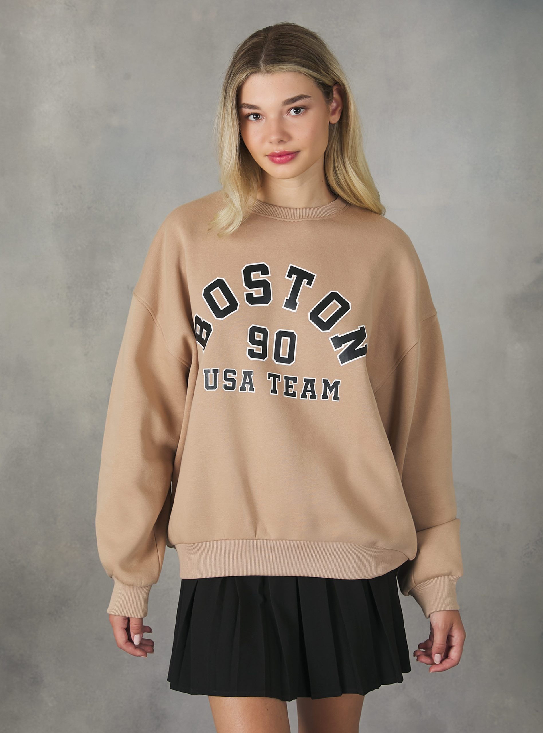 Alcott Standard Frauen Bg2 Beige Medium Crewneck College Comfort Fit Sweatshirt Sweatshirts – 2