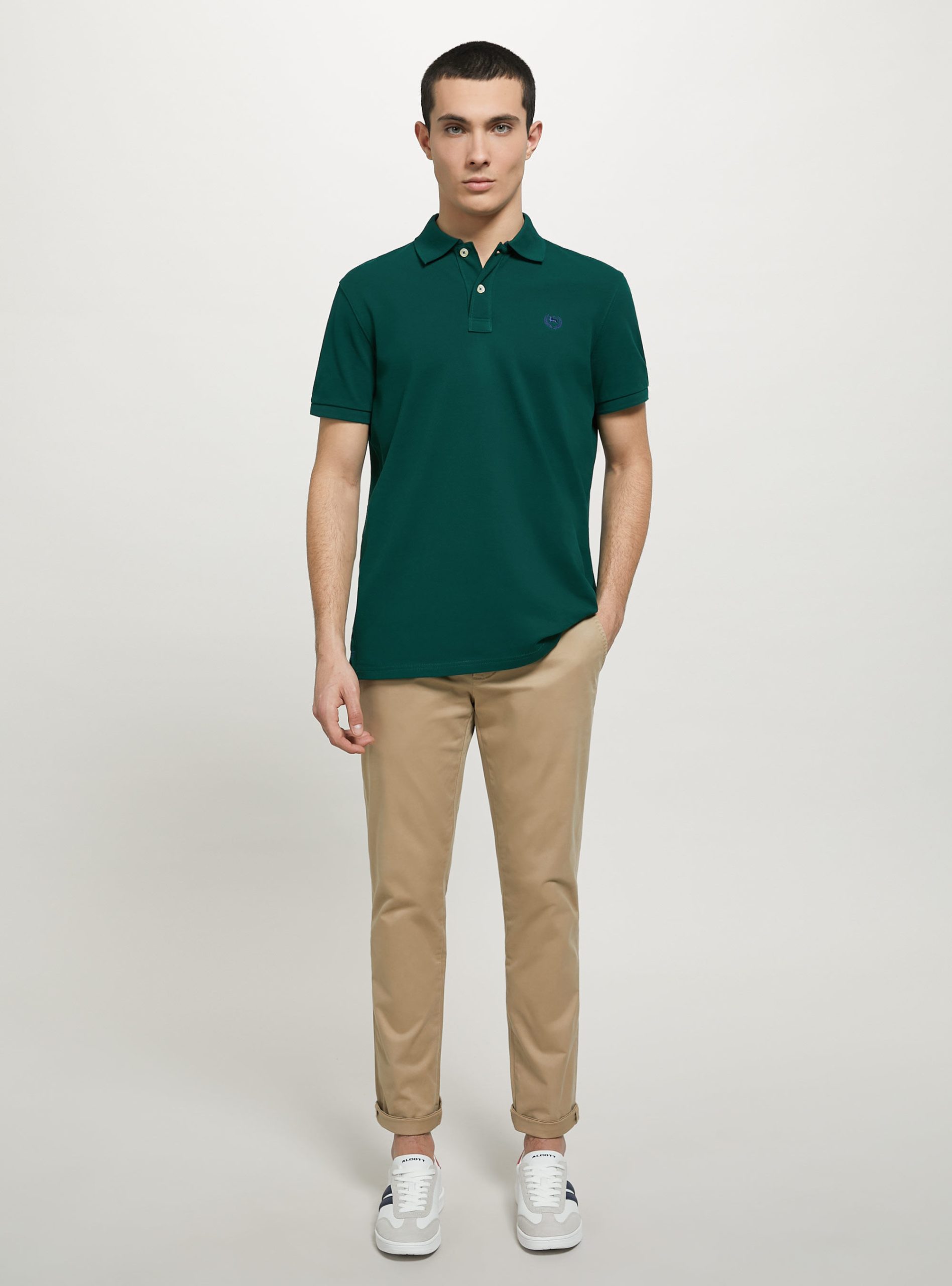 Ausfahrt Cotton Piqué Polo Shirt With Embroidery Männer Polo Gn1 Green Dark Alcott – 2