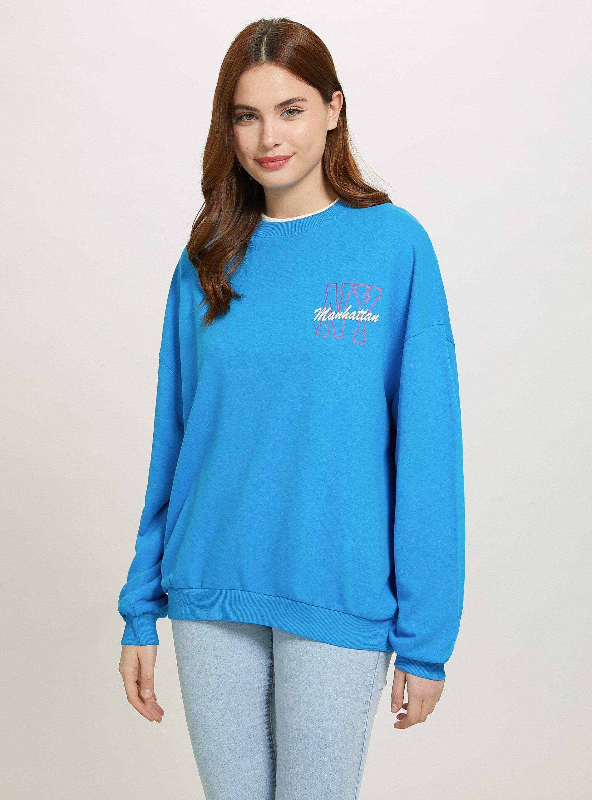 Az2 Azzurre Medium Frauen Alcott Oversize Sweatshirt With Print Zufrieden Sweatshirts – 1