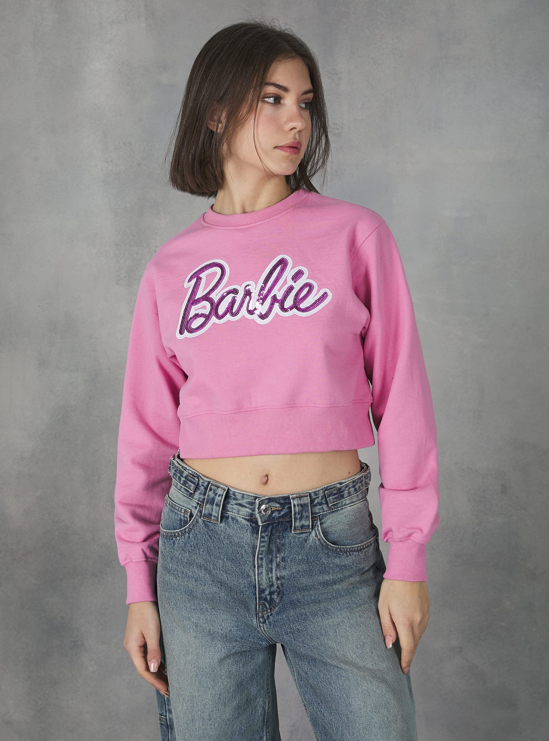 Barbie / Alcott Cropped Sweatshirt Sweatshirts Pk2 Pink Medium Frauen Produktstandard – 2