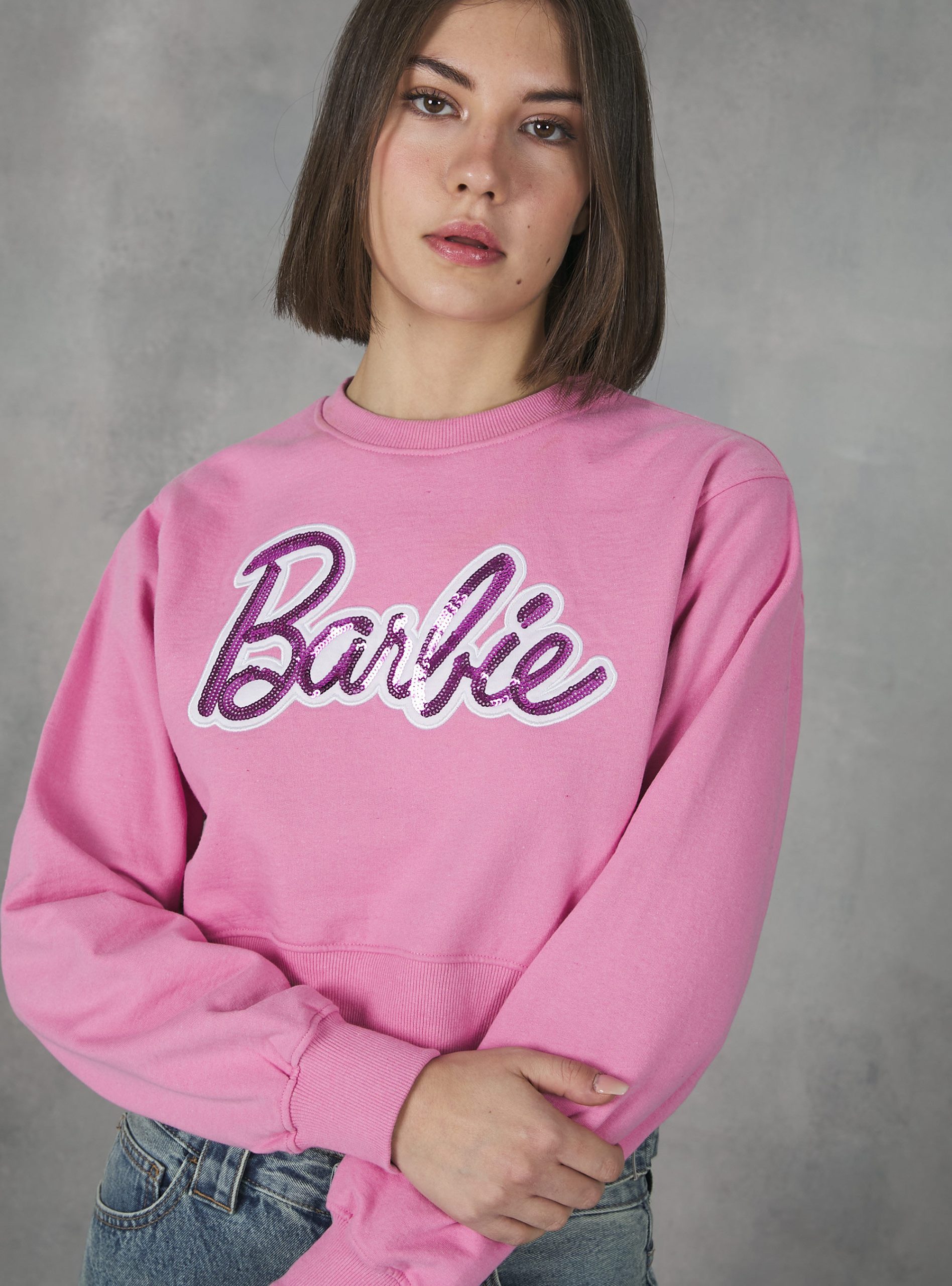 Barbie / Alcott Cropped Sweatshirt Sweatshirts Pk2 Pink Medium Frauen Produktstandard – 1