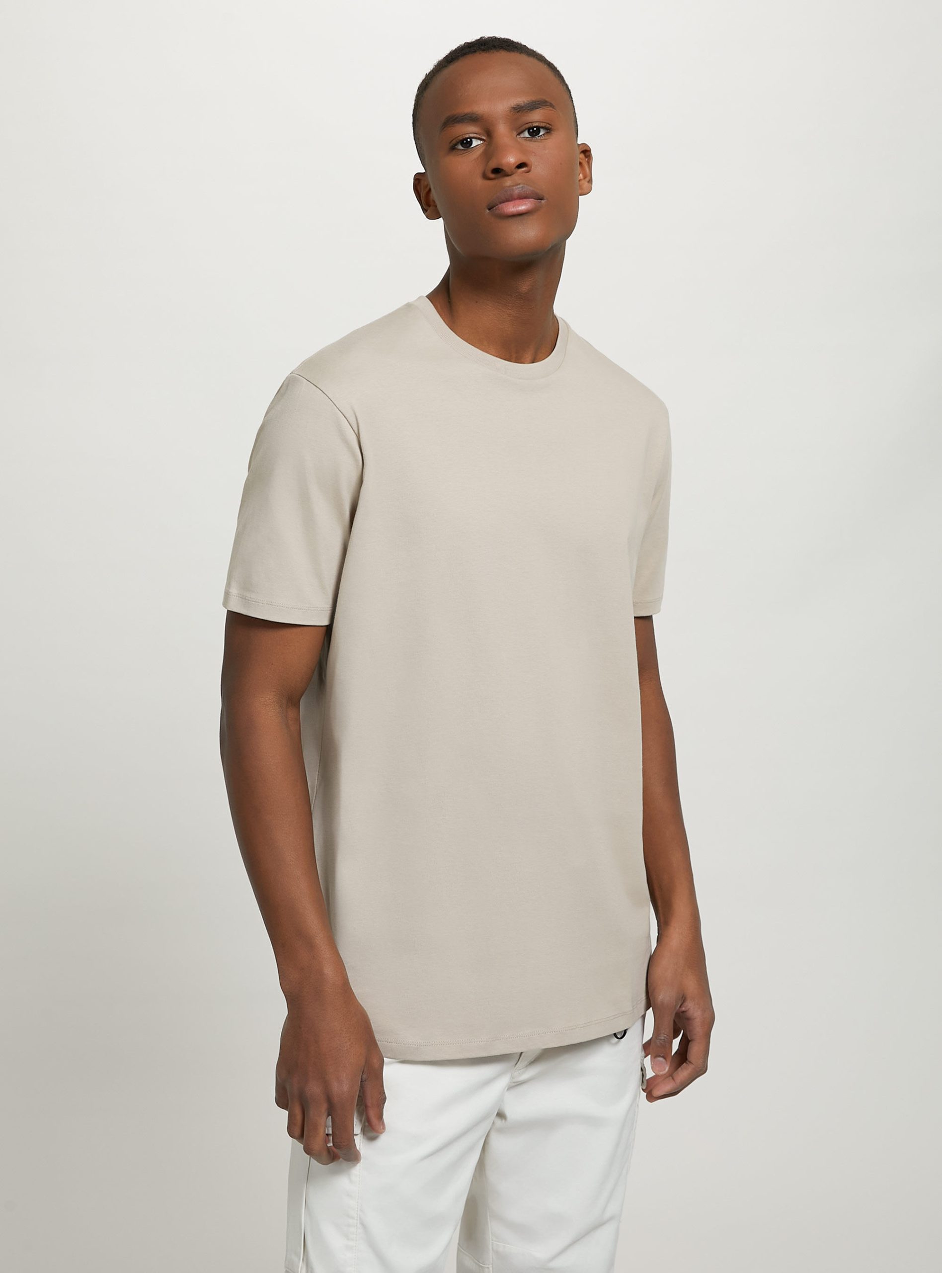 Bg2 Beige Medium Cotton Crew-Neck T-Shirt Männer Merkmal Alcott T-Shirts – 1