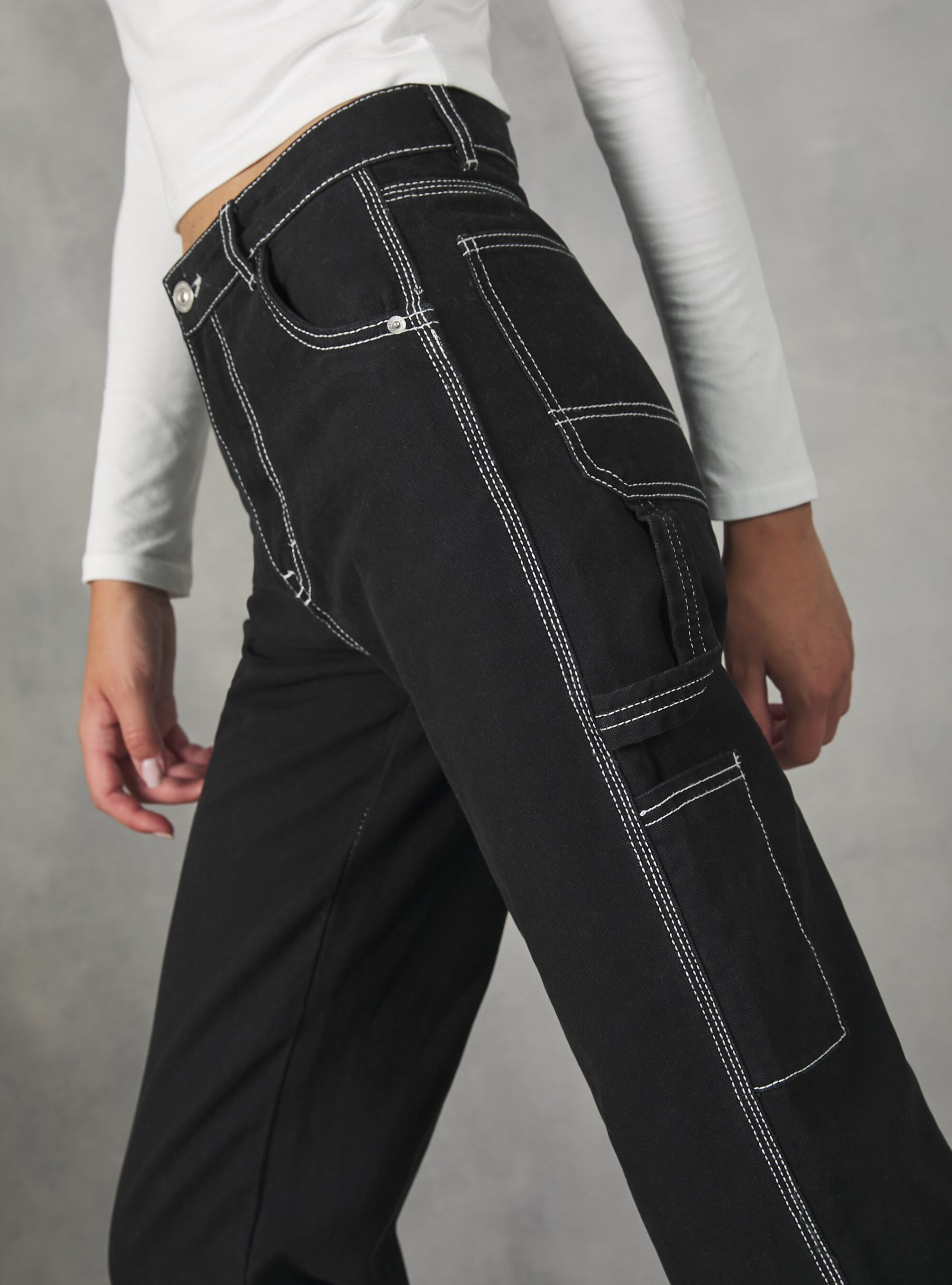 Bk1 Black Frauen Hosen Alcott Carpenter Canvas Trousers Kaufen – 1
