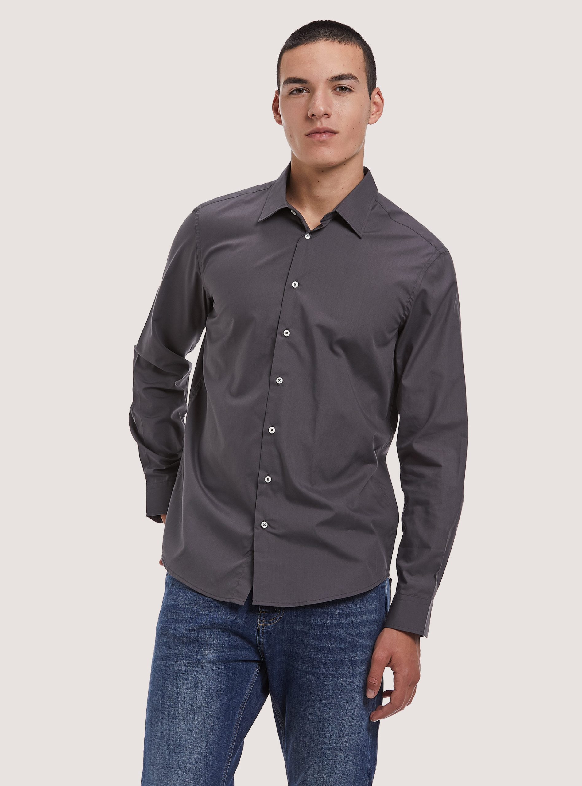 C167 Grey Alcott Männer Plain-Coloured Long-Sleeved Shirt Produktqualitätskontrolle Hemden – 1