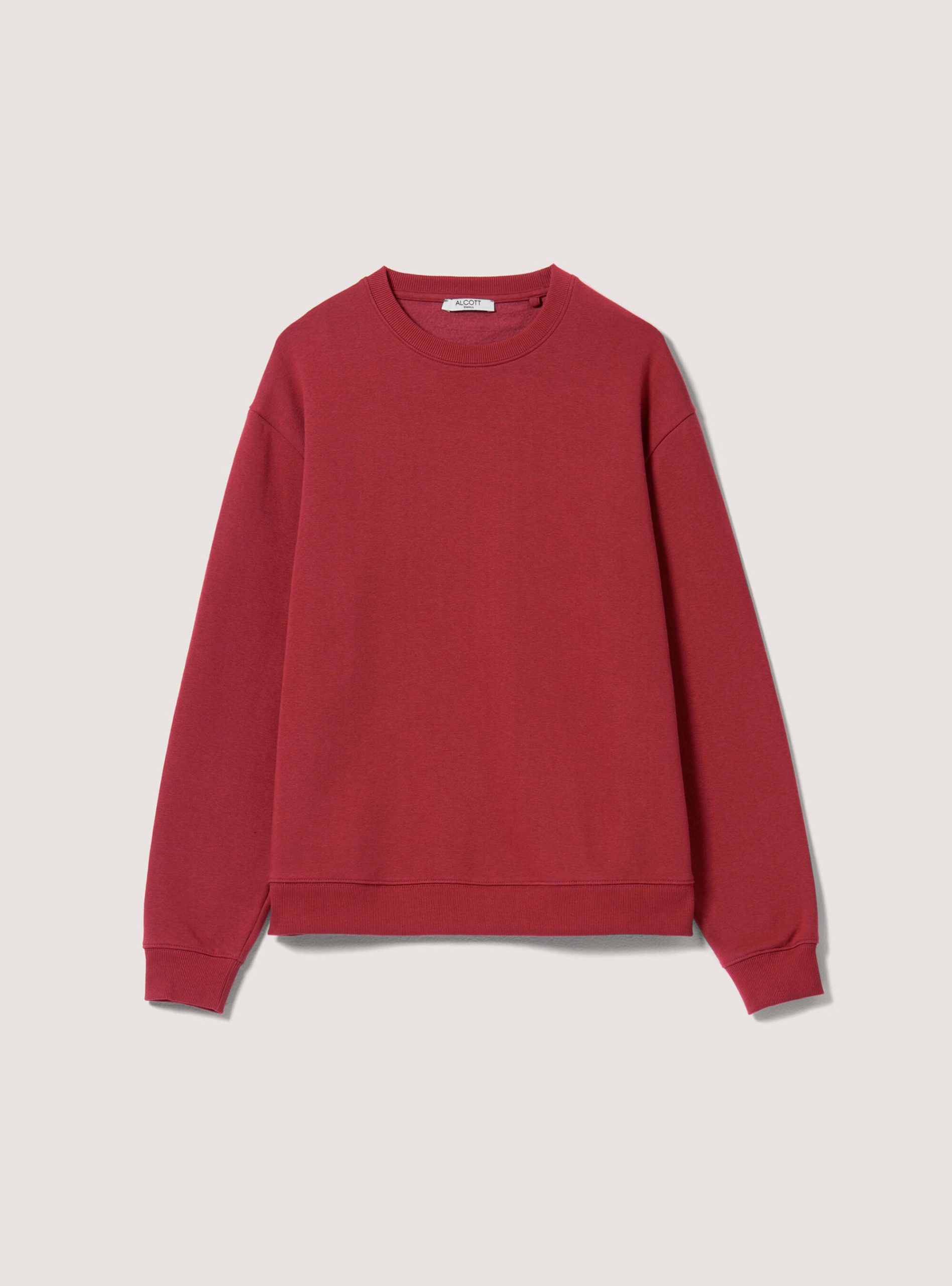 C4497 Red Sweatshirts Alcott Plain Cotton Crew-Neck Sweatshirt Sonderangebot Frauen – 1