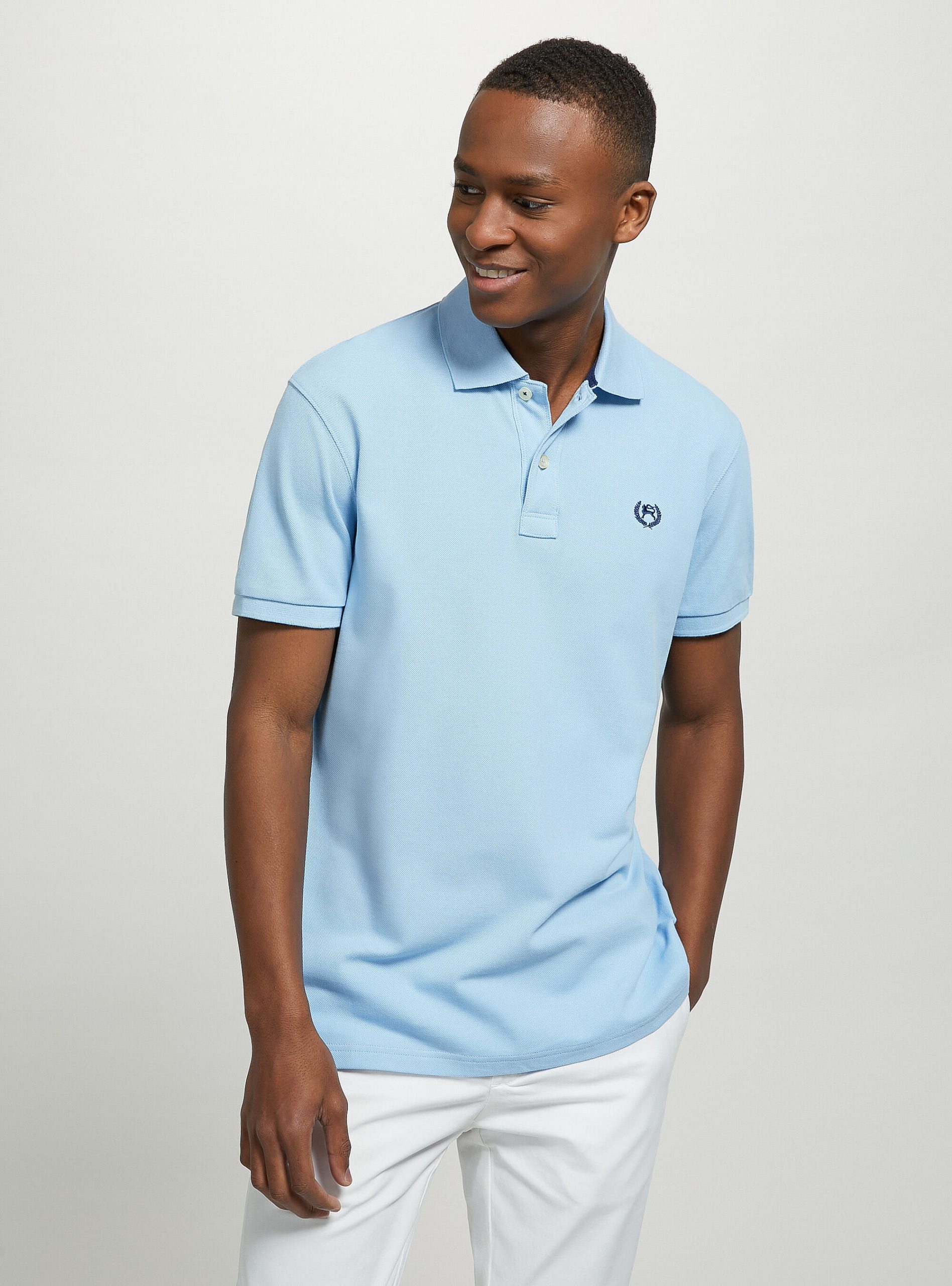 Cotton Piqué Polo Shirt With Embroidery Az3 Azurre Light Männer Alcott Design Polo – 2