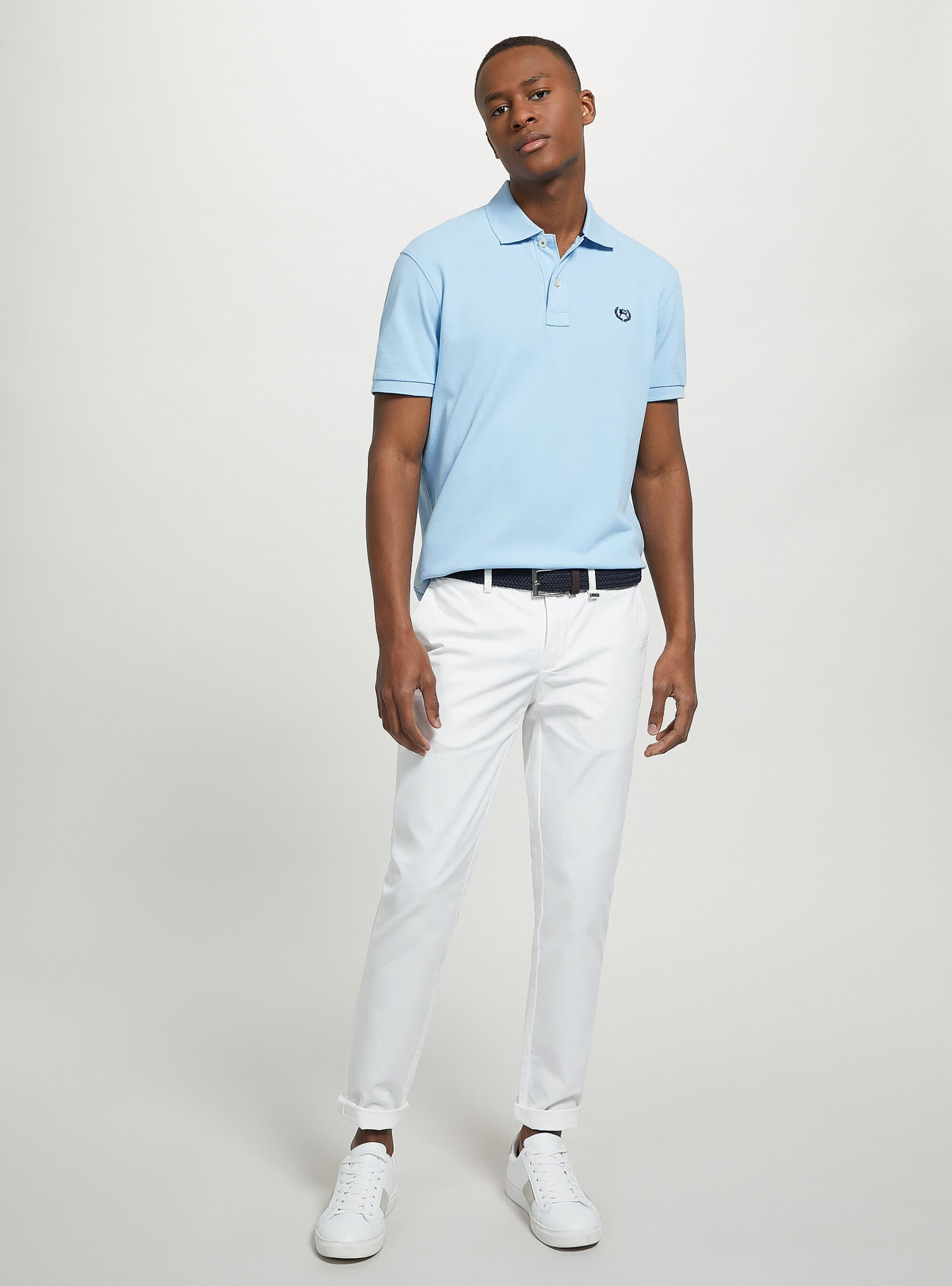 Cotton Piqué Polo Shirt With Embroidery Az3 Azurre Light Männer Alcott Design Polo – 1