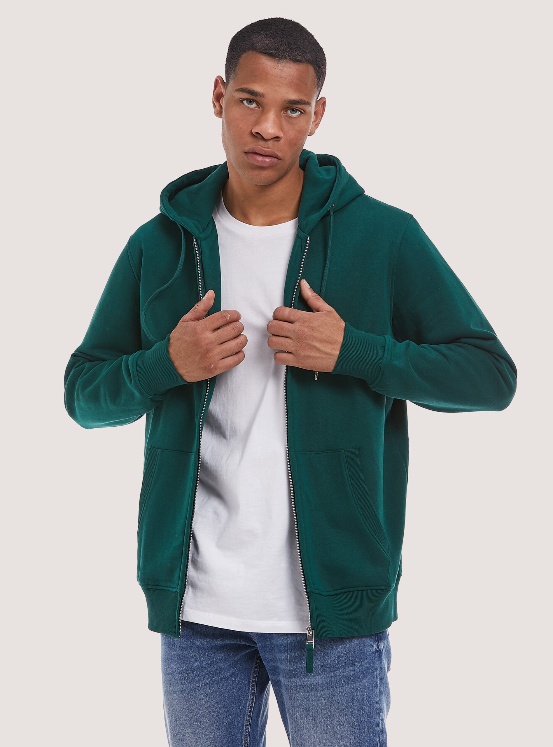 Cotton Zip Hoodie Gn1 Green Dark Geschäft Sweatshirts Männer Alcott – 1