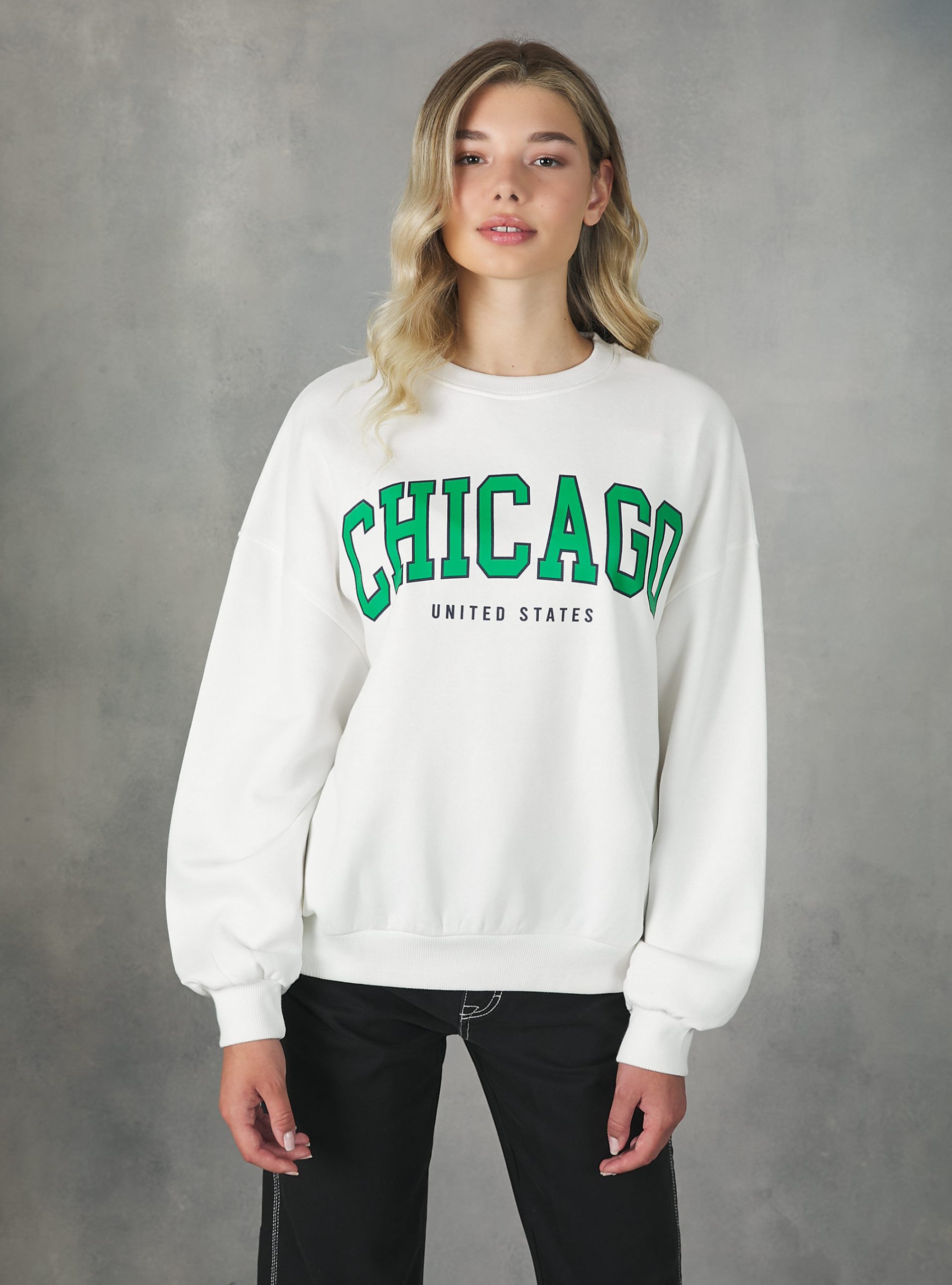 Crewneck College Comfort Fit Sweatshirt Frauen Geschäft Sweatshirts Alcott Wh2 White – 2