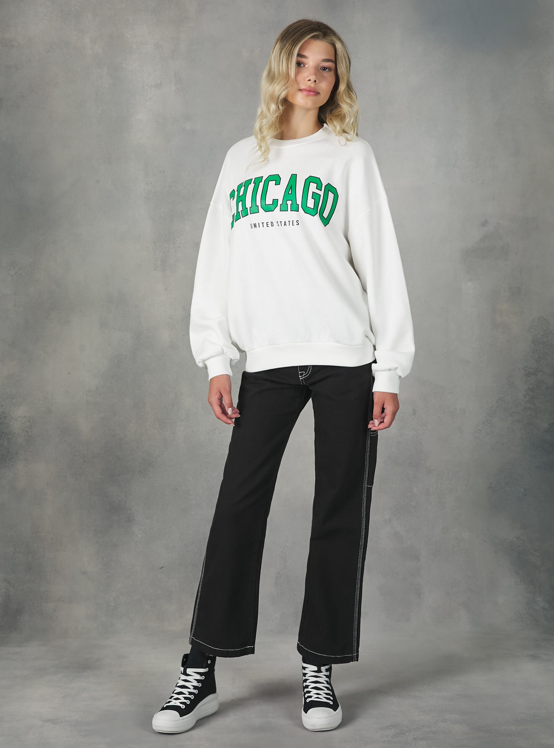 Crewneck College Comfort Fit Sweatshirt Frauen Geschäft Sweatshirts Alcott Wh2 White – 1