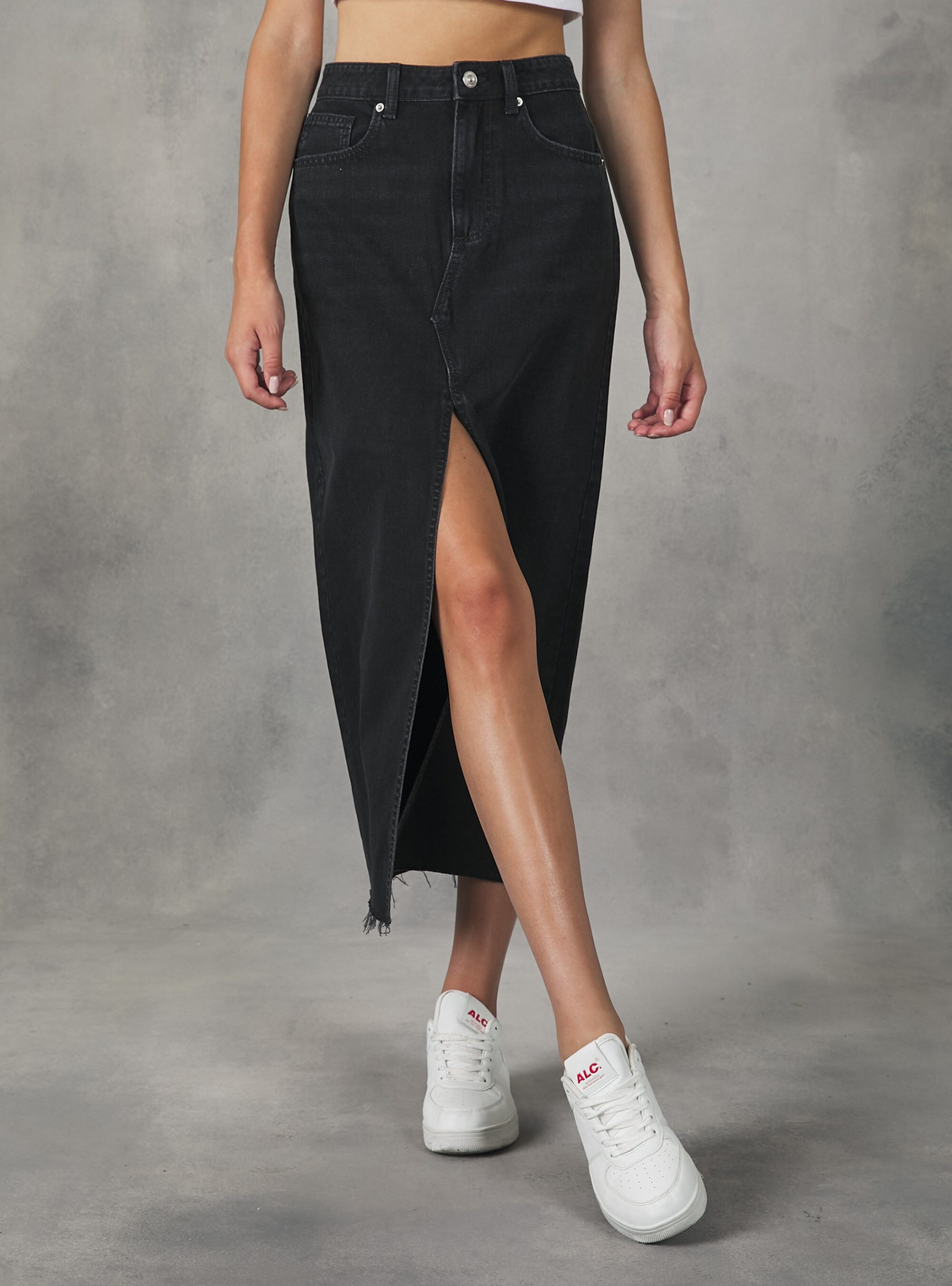 D000 Black Qualität Denim Long Skirt Frauen Röcken Und Shorts Alcott – 2