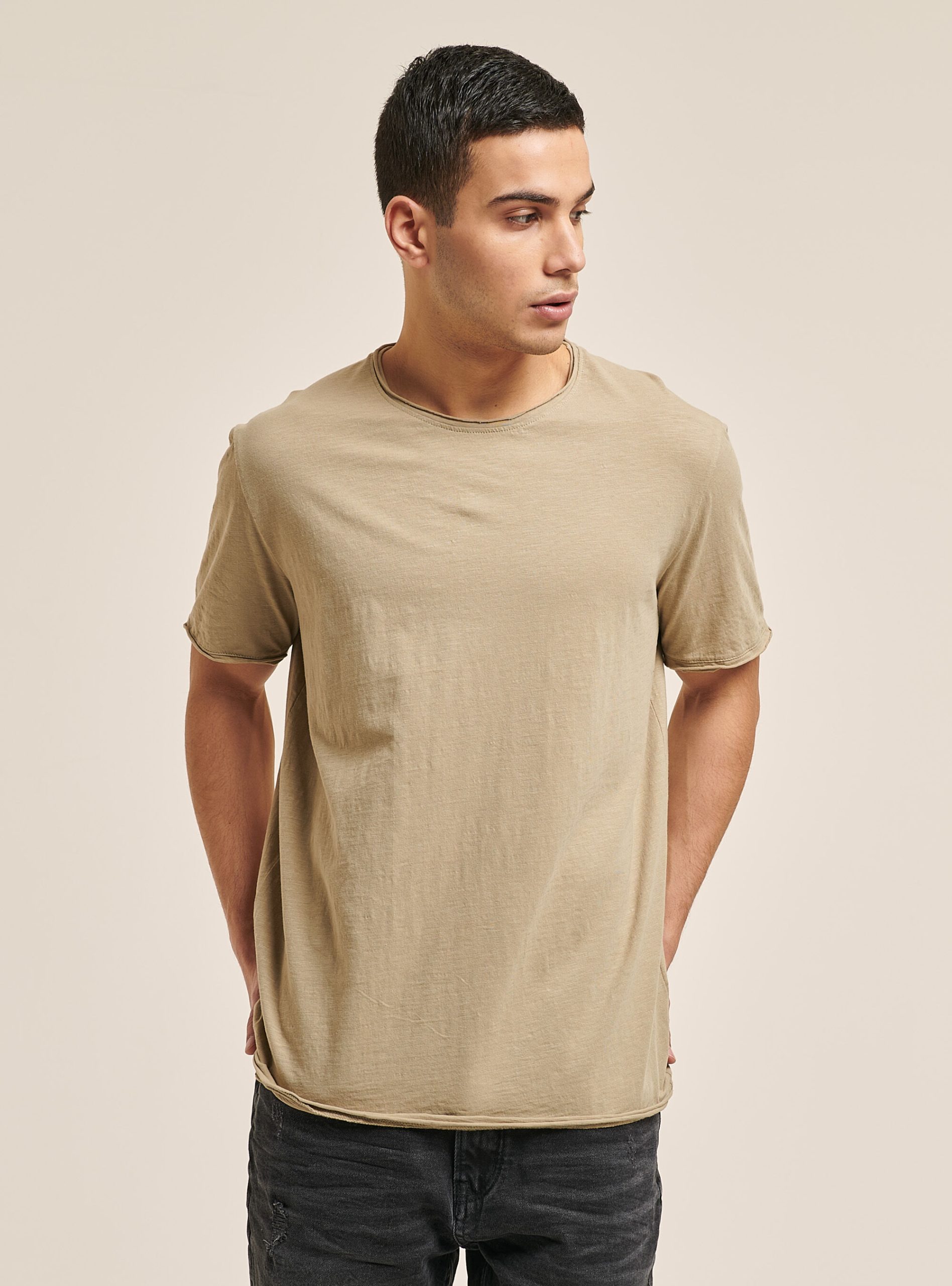 Einfarbiges T-Shirt Aus Baumwolle Alcott Männer Promotion T-Shirts C1150 Sand – 1