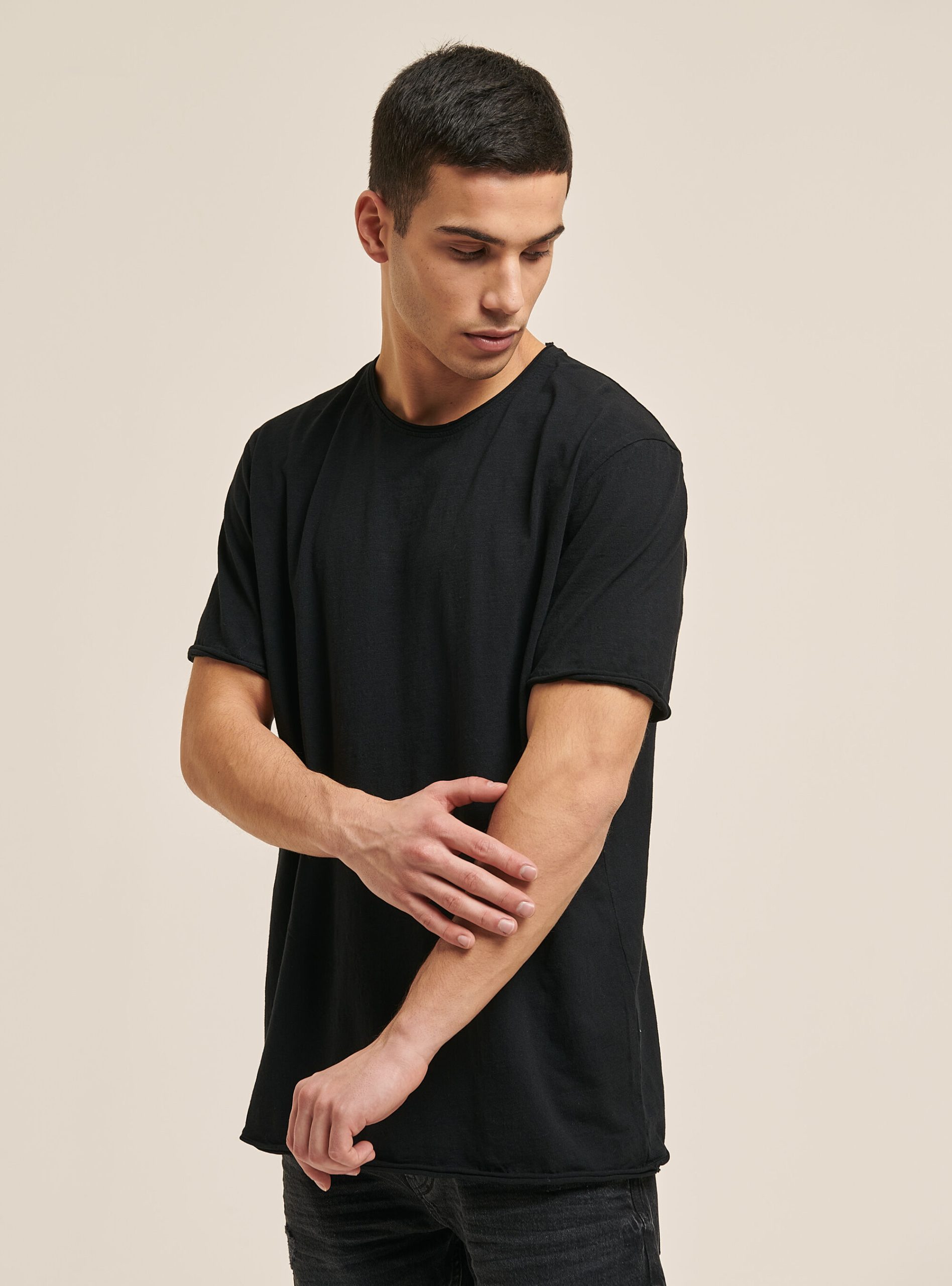 Einfarbiges T-Shirt Aus Baumwolle Alcott T-Shirts Männer Wesentlich C101 Black – 2