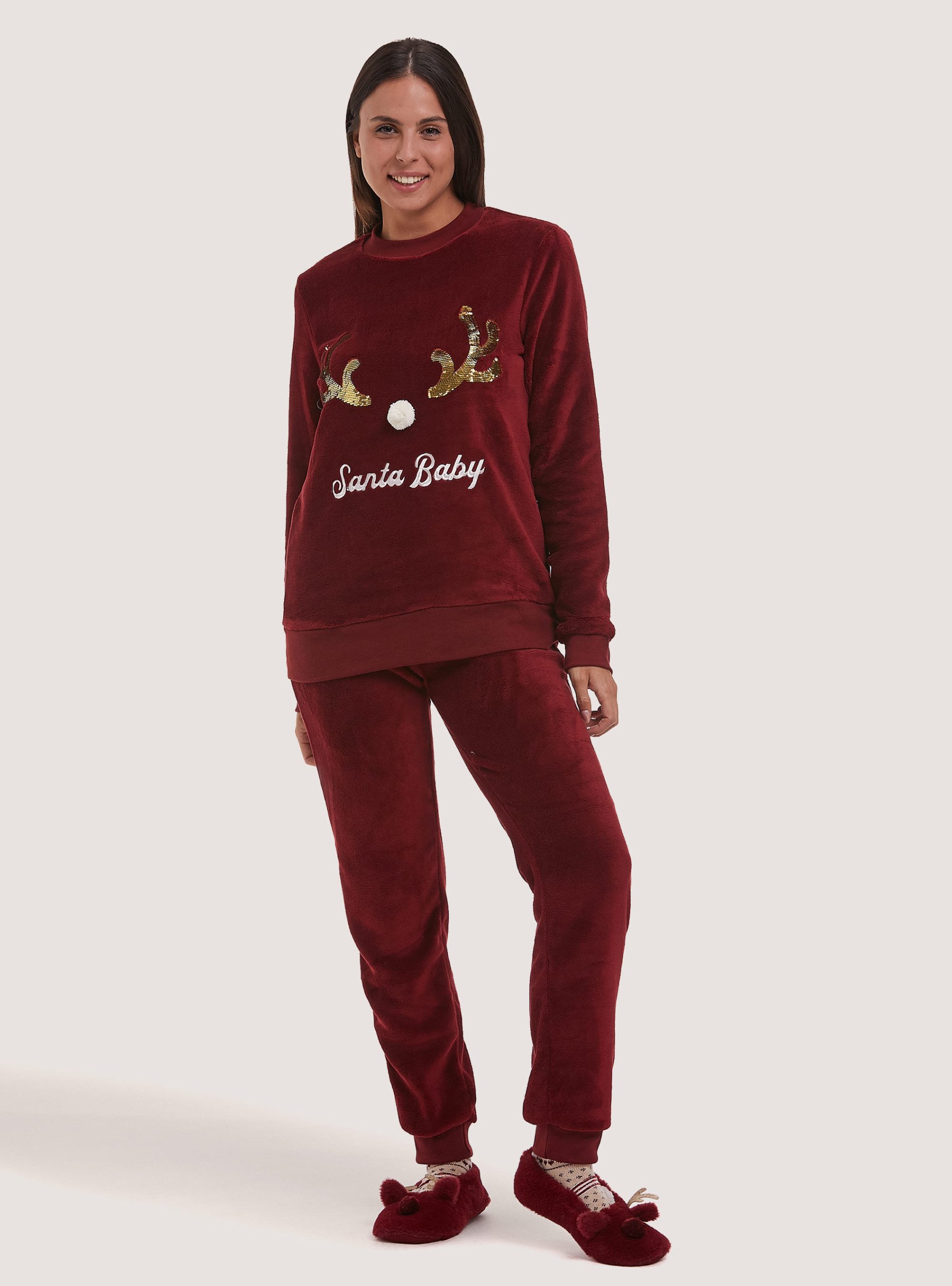 Entwicklung Frauen Christmas Collection Soft Touch Pyjamas Alcott Bo2 Bordeaux Medium Pijamas – 1