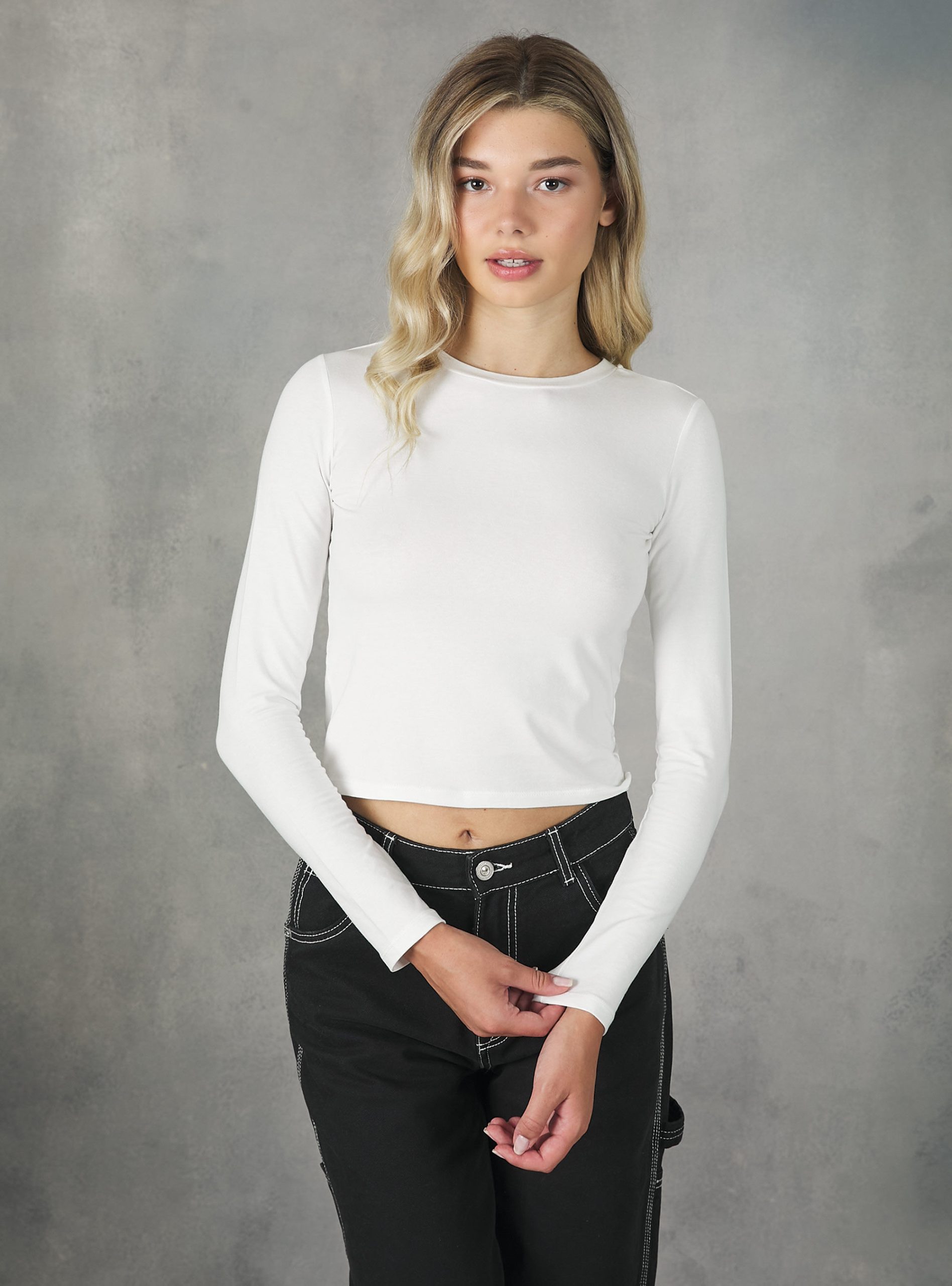 Frauen Günstig Wh2 White Alcott T-Shirt Cropped Long-Sleeved T-Shirt – 2