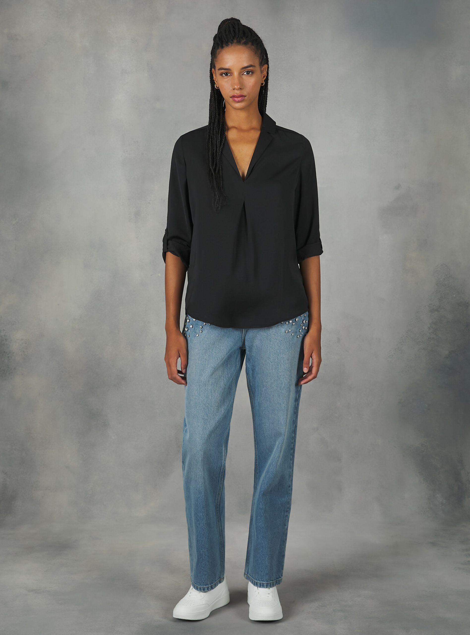 Frauen Hemden Bk1 Black Gut Alcott Plain-Coloured Blouse With Lapel Neckline – 2