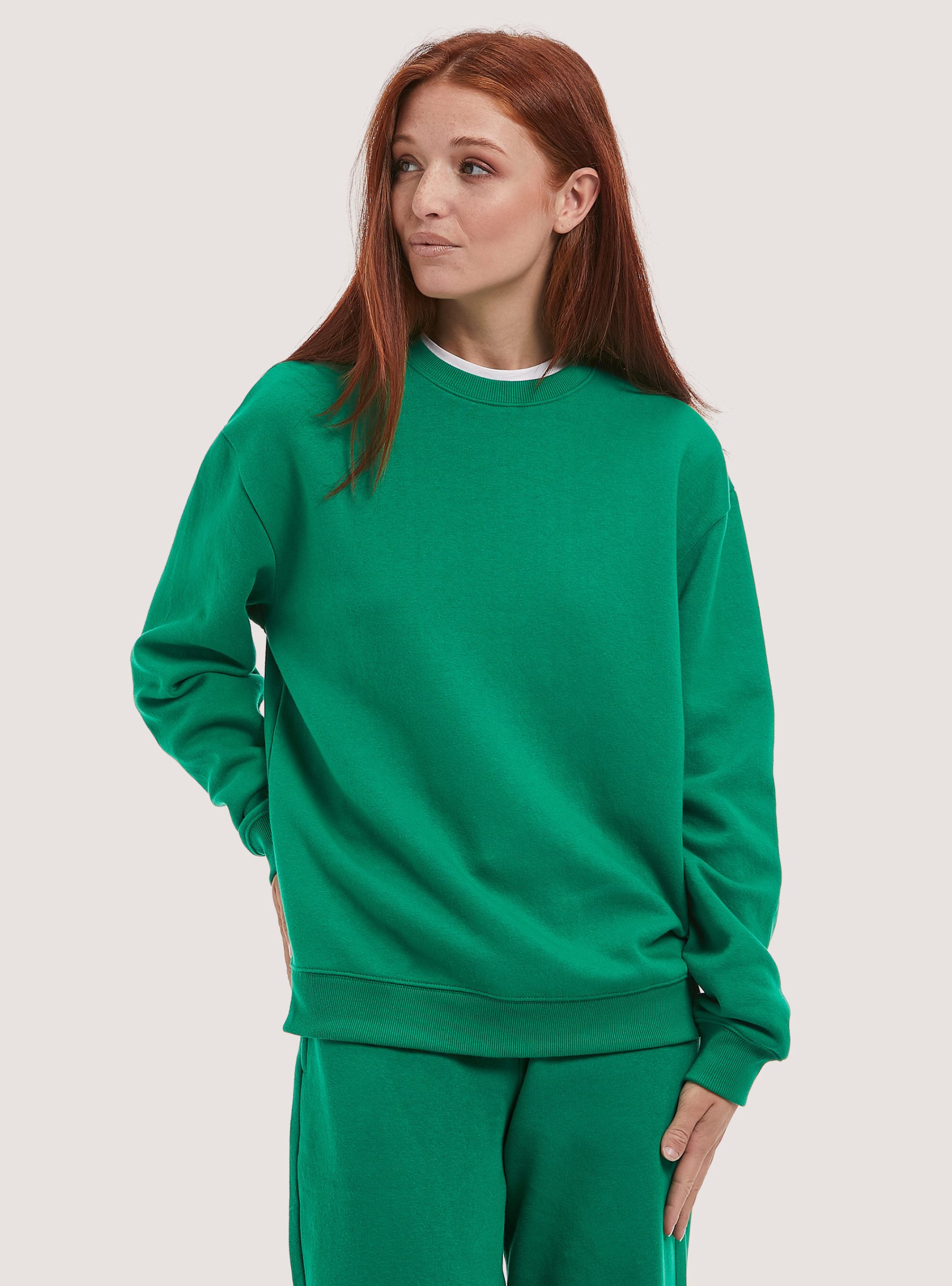 Frauen Sweatshirts Gn2 Green Medium Marke Alcott Plain Cotton Crew-Neck Sweatshirt – 2
