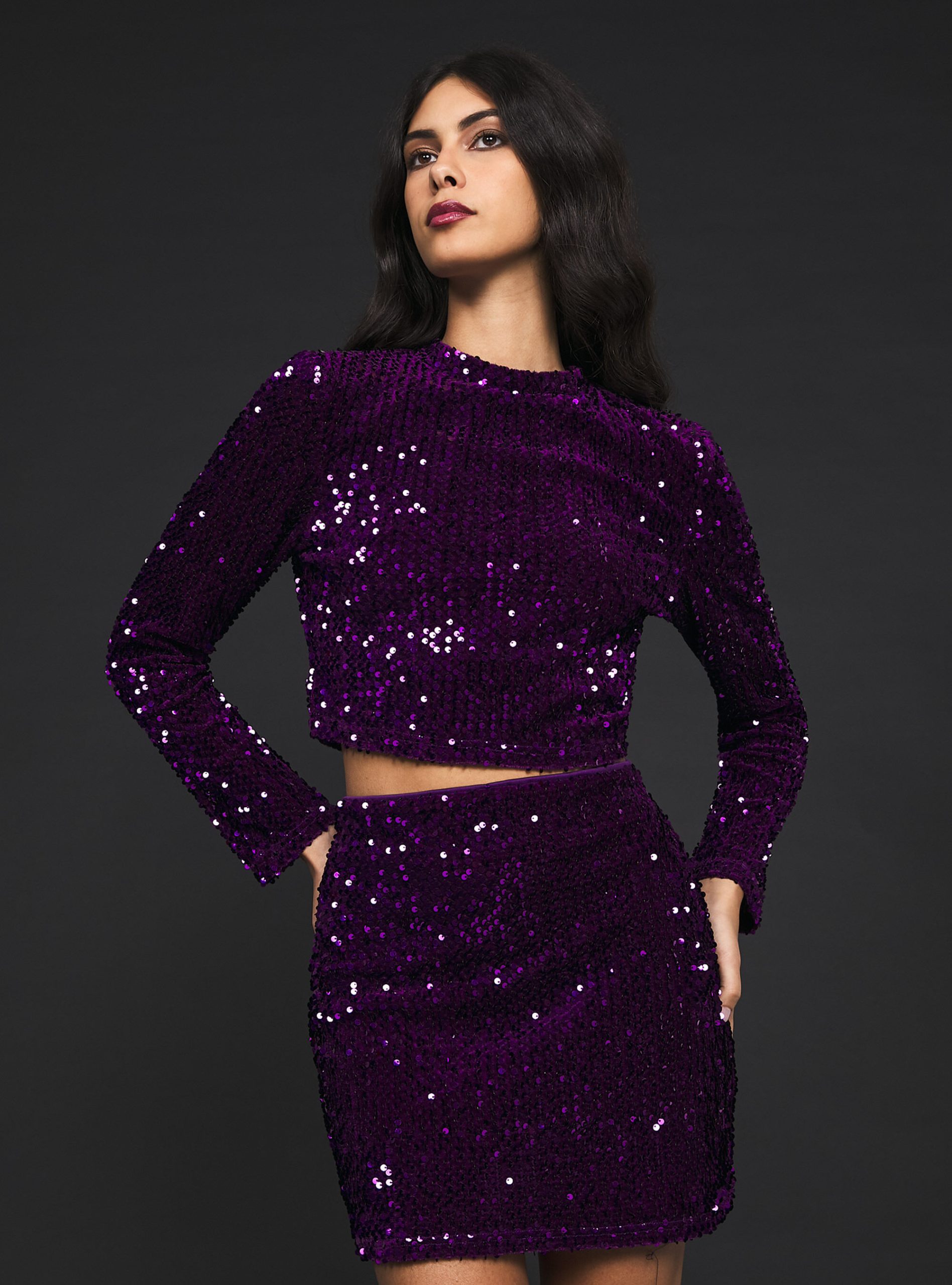 Garantie Vi2 Violet Medium Frauen Night Out Sequined Mini Skirt Alcott – 2