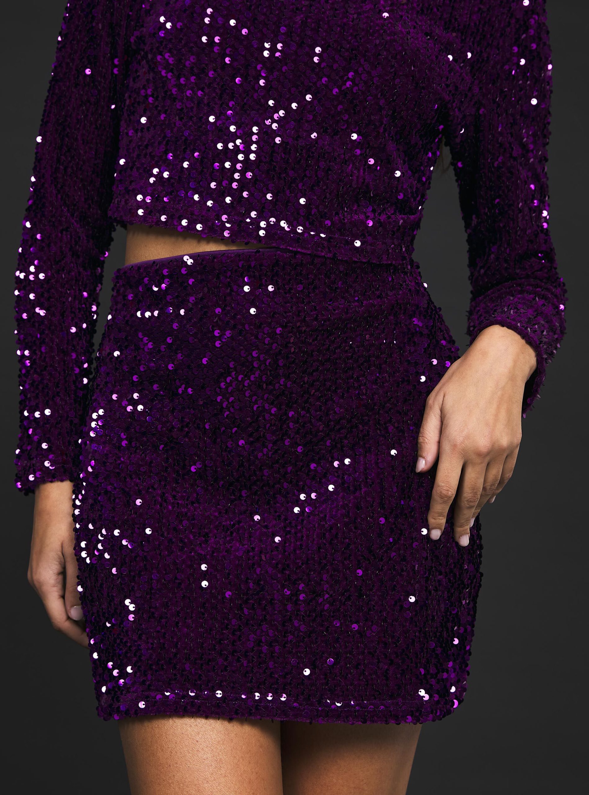 Garantie Vi2 Violet Medium Frauen Night Out Sequined Mini Skirt Alcott – 1