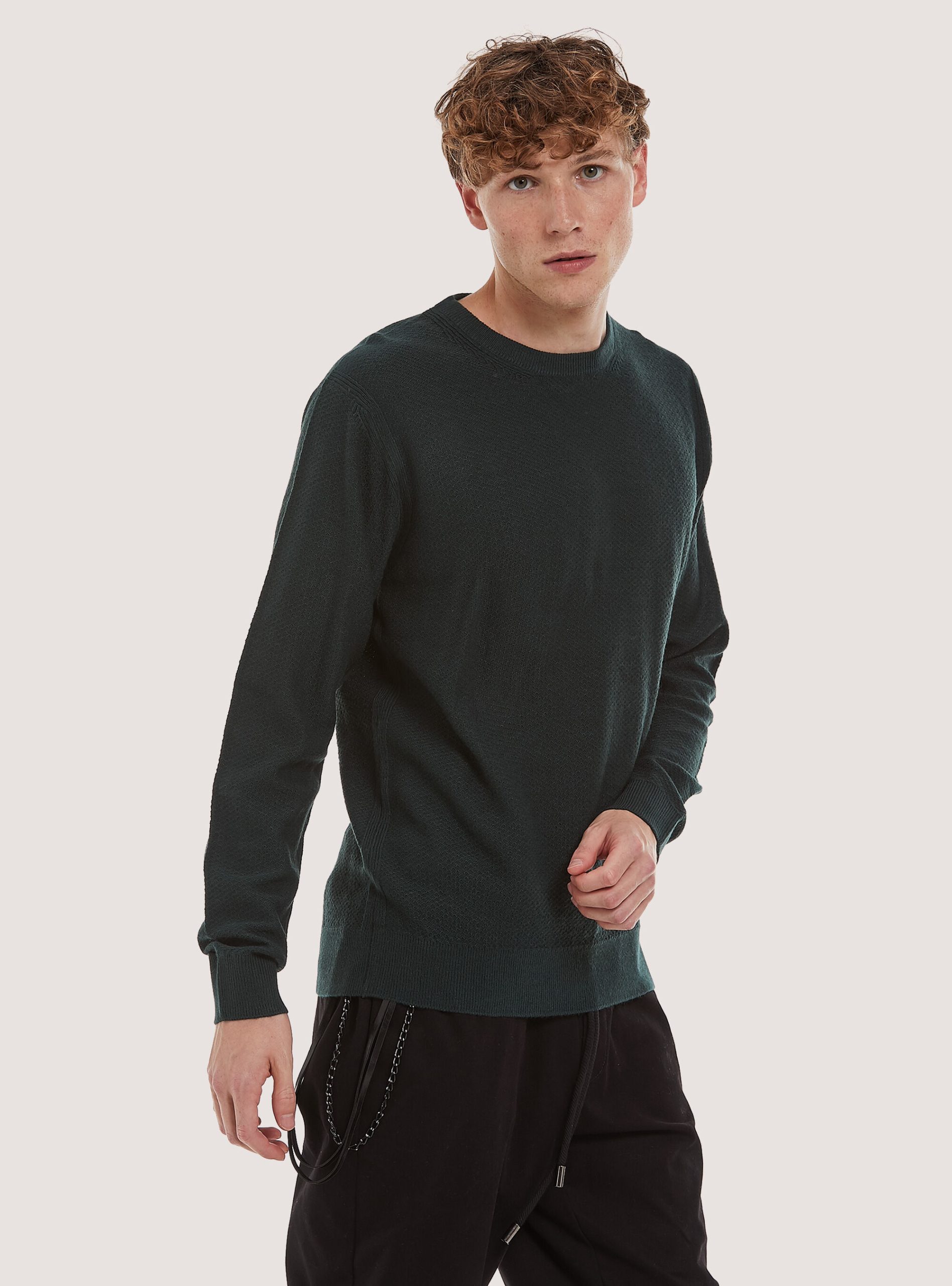 Gn1 Green Dark Kaufen Alcott Männer Crew-Neck Pullover With Texture Strickwaren – 2