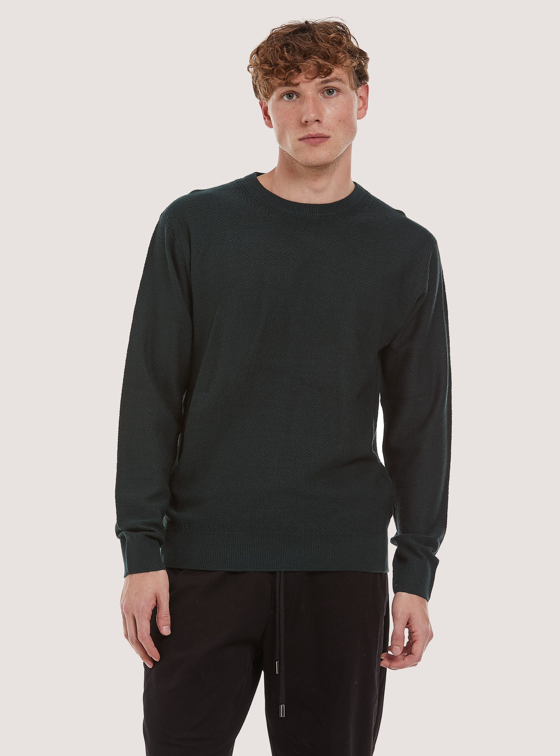 Gn1 Green Dark Kaufen Alcott Männer Crew-Neck Pullover With Texture Strickwaren – 1