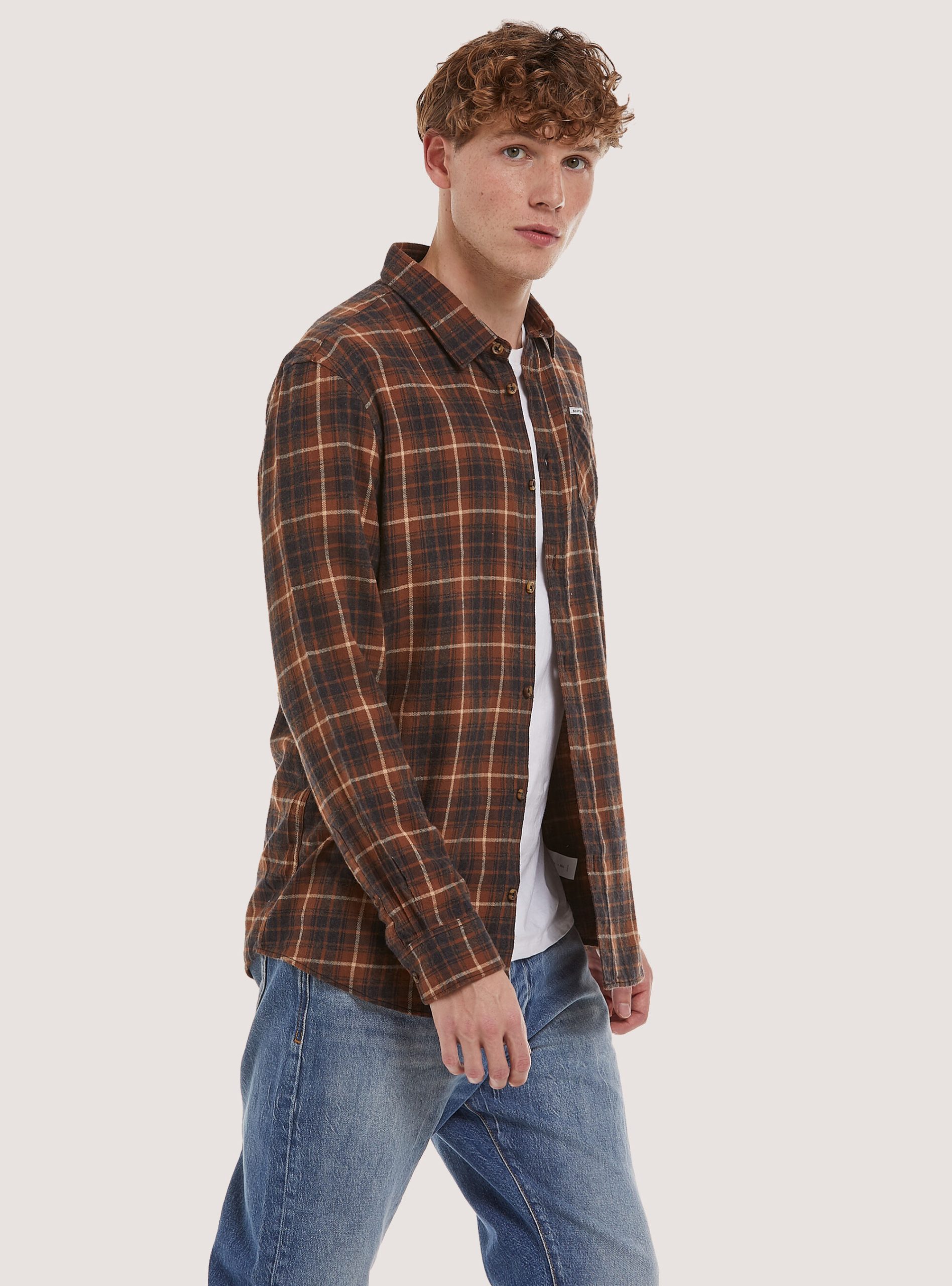 Hemden Tb3 Tobacco Light Männer 2024 Checked Flannel Shirt Alcott – 2