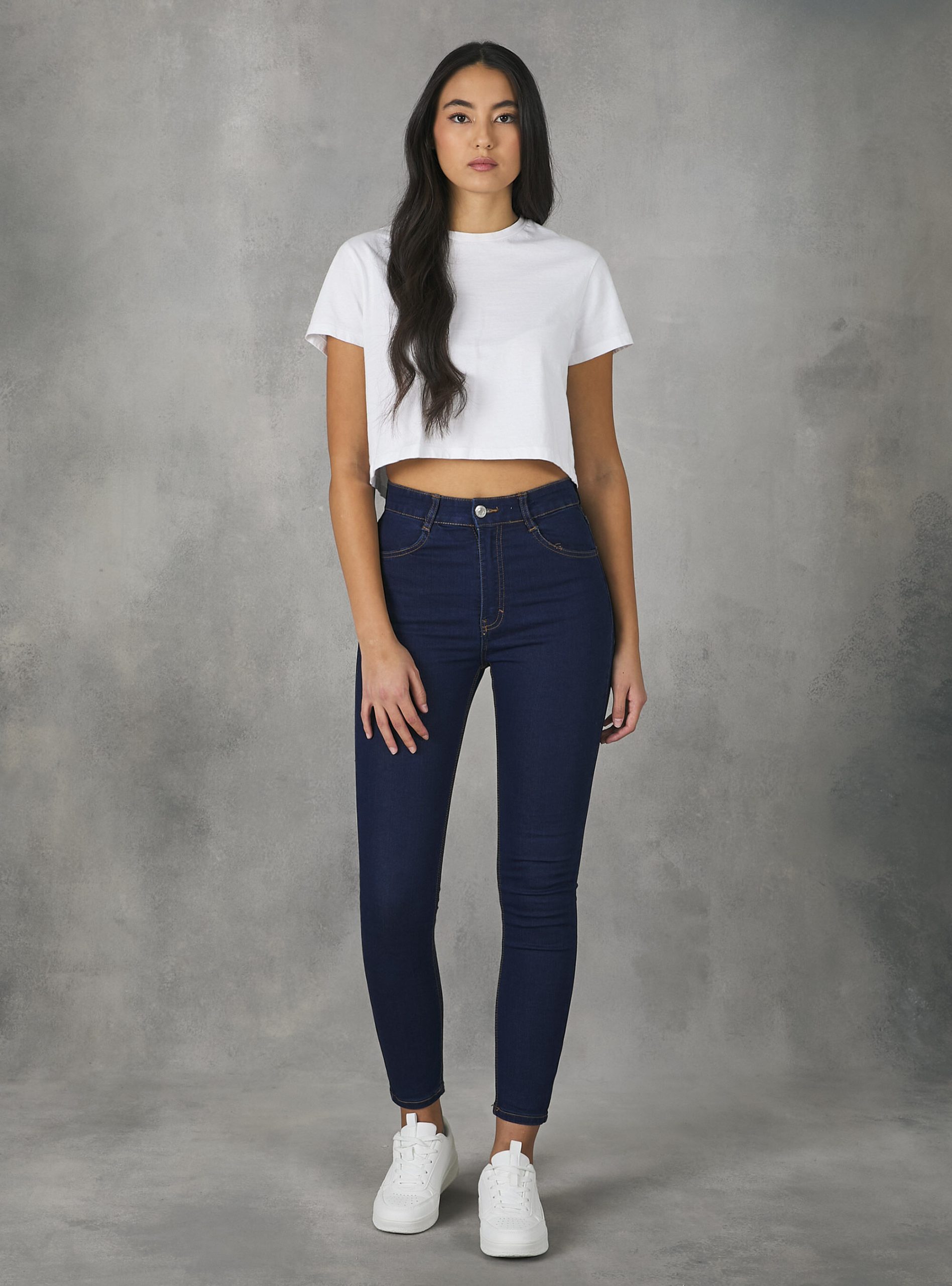 Jeans D002 Medium Dark Blue Frauen Alcott Skinny Fit Jeans Mit Hoher Taille Reduzierter Preis – 1