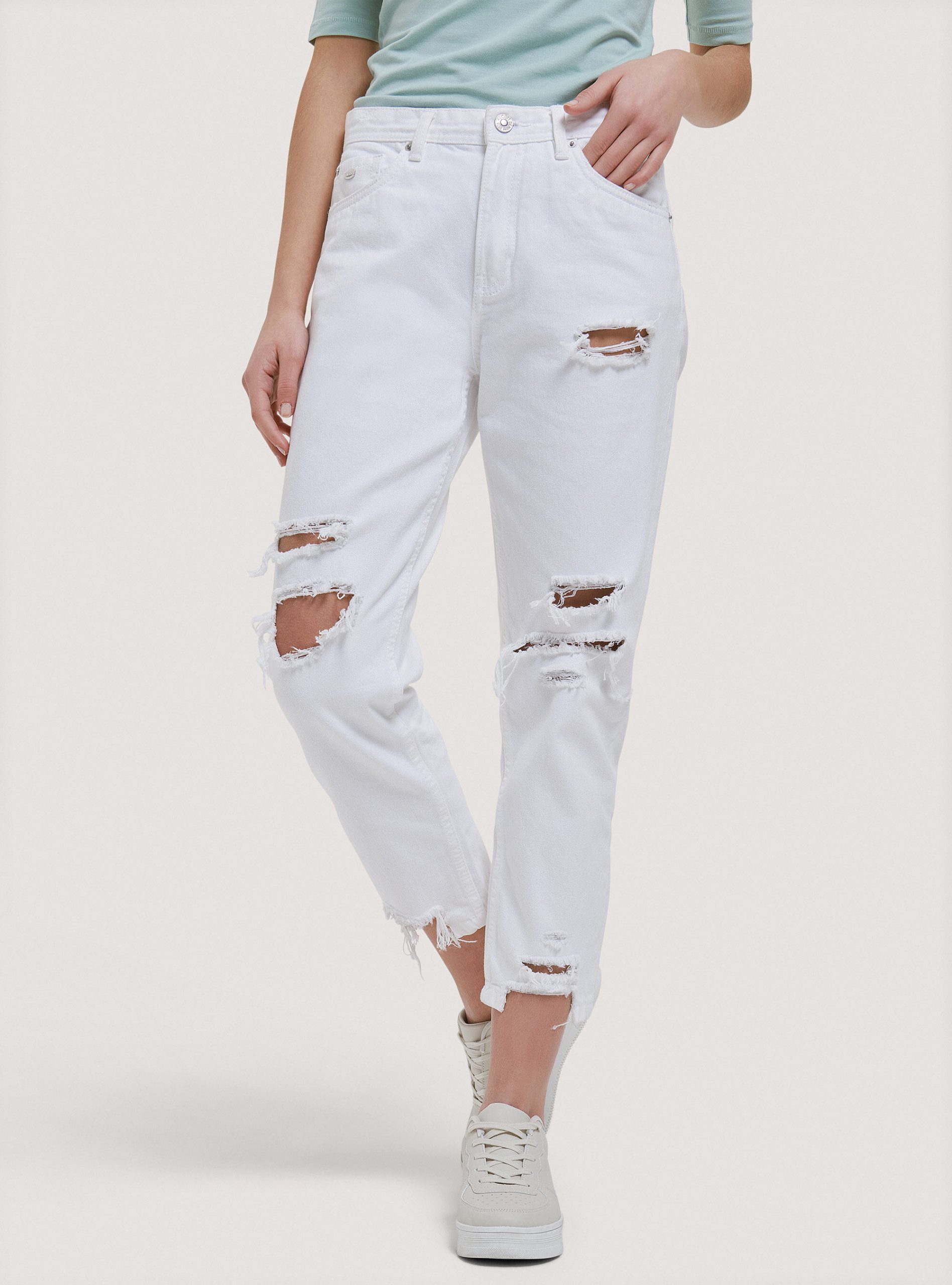 Kaufen Jeans Frauen Alcott Boyfriend-Jeans Mit Rissen C099 White – 1
