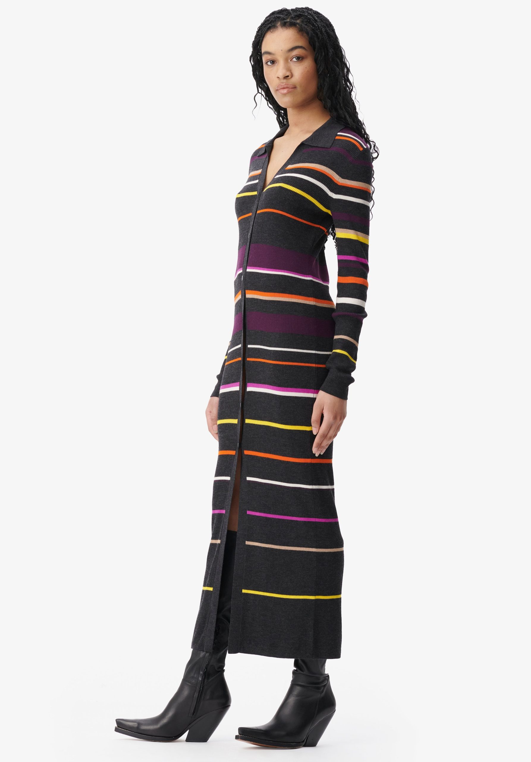 Lala Berlin Cardigan Kalliani Wesentlich Strick Damen Multicolor Stripes On Knit – Black – 2
