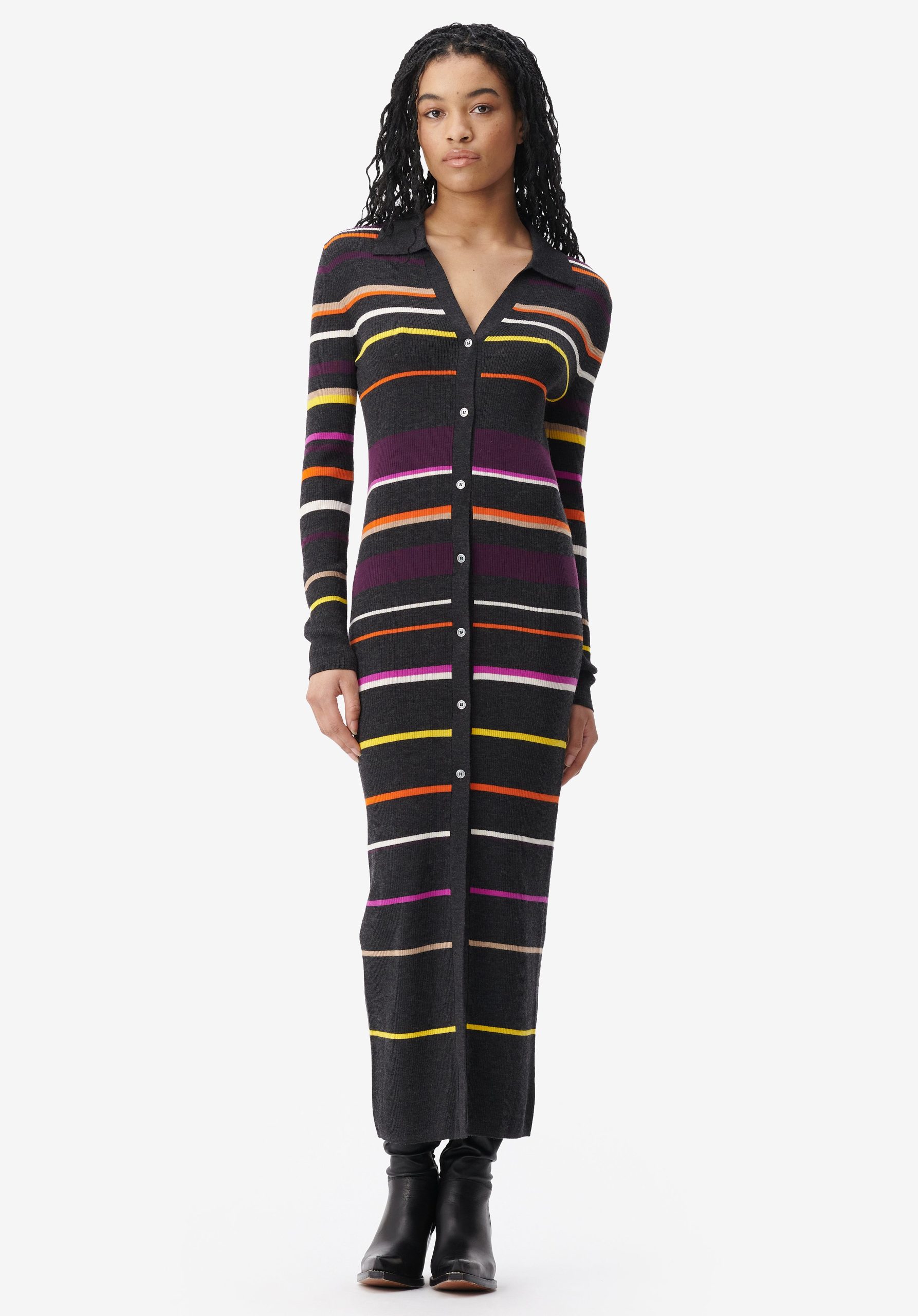 Lala Berlin Cardigan Kalliani Wesentlich Strick Damen Multicolor Stripes On Knit – Black – 1