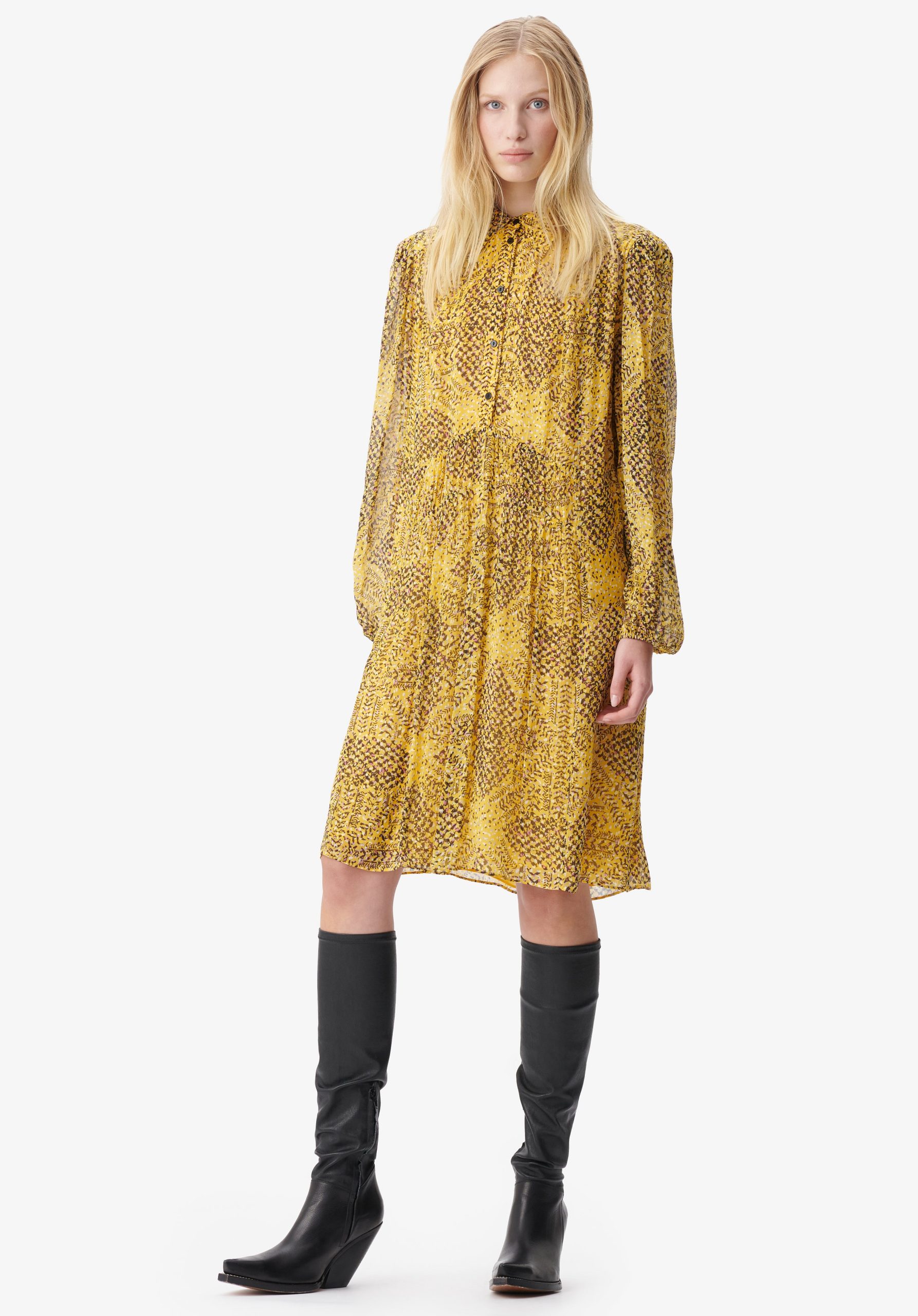 Lala Berlin Dress Daneris Heritage Star Yellow Kleider Damen Kaufen – 1