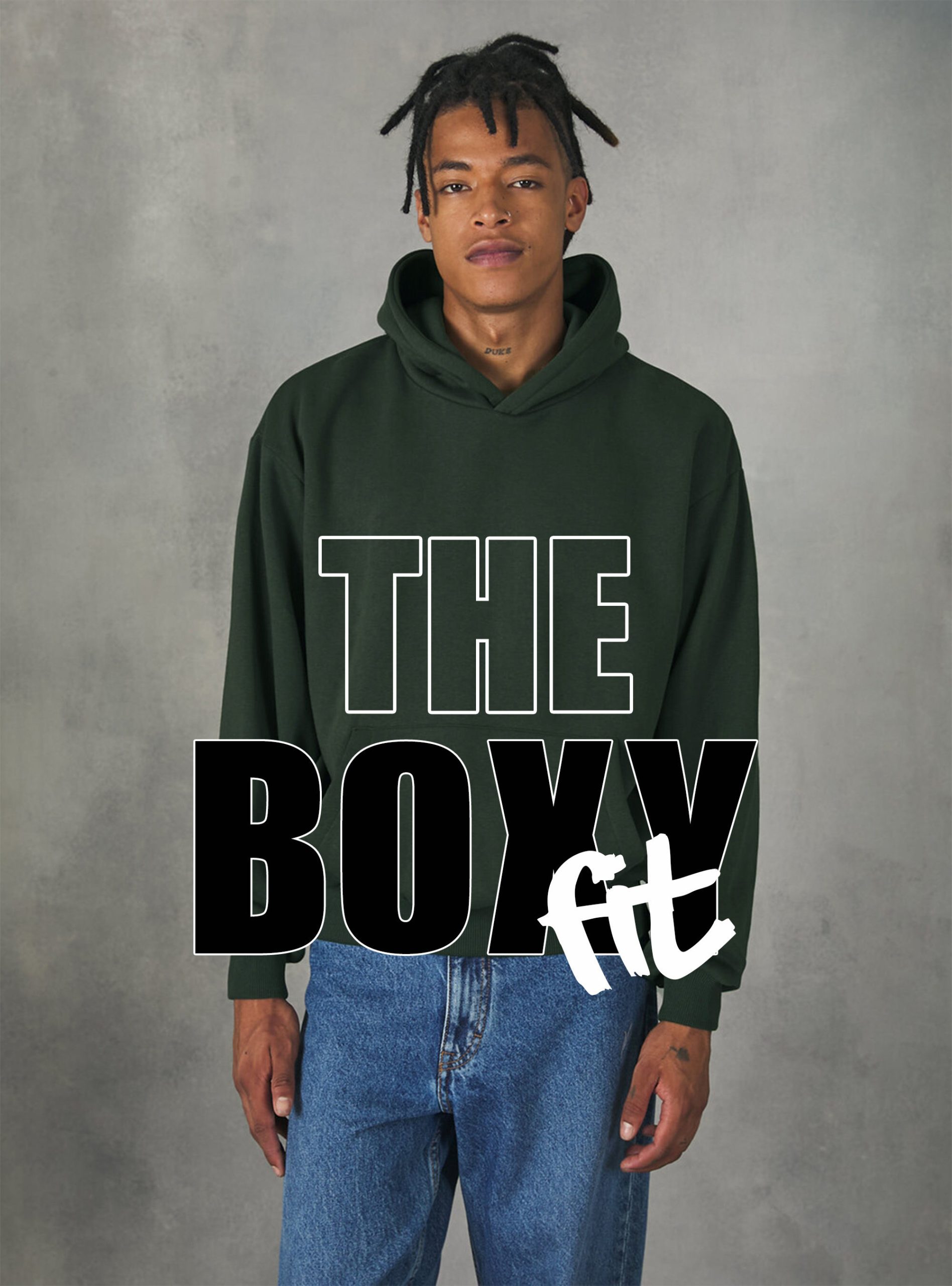 Männer Gn1 Green Dark Boxy Fit Sweatshirt Mit Kapuze Alcott Sweatshirts Modell – 1