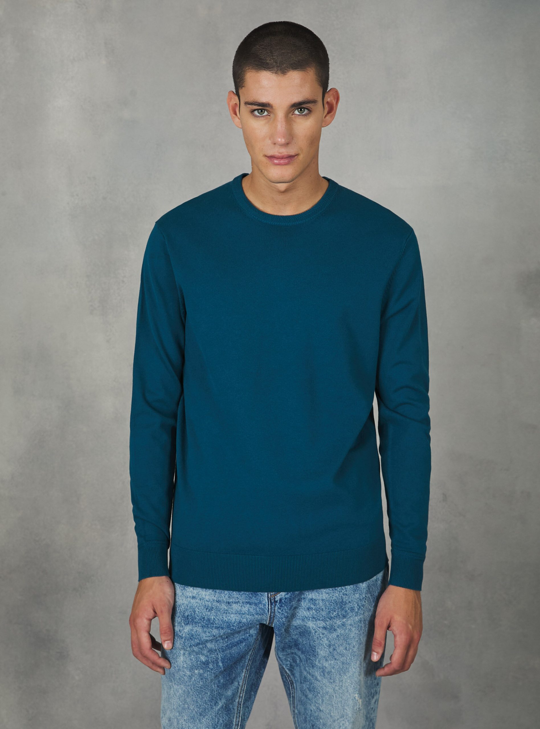 Männer Mode Strickwaren Round-Neck Pullover Made Of Sustainable Viscose Ecovero Ob2 Blue Oil Med. Alcott – 2